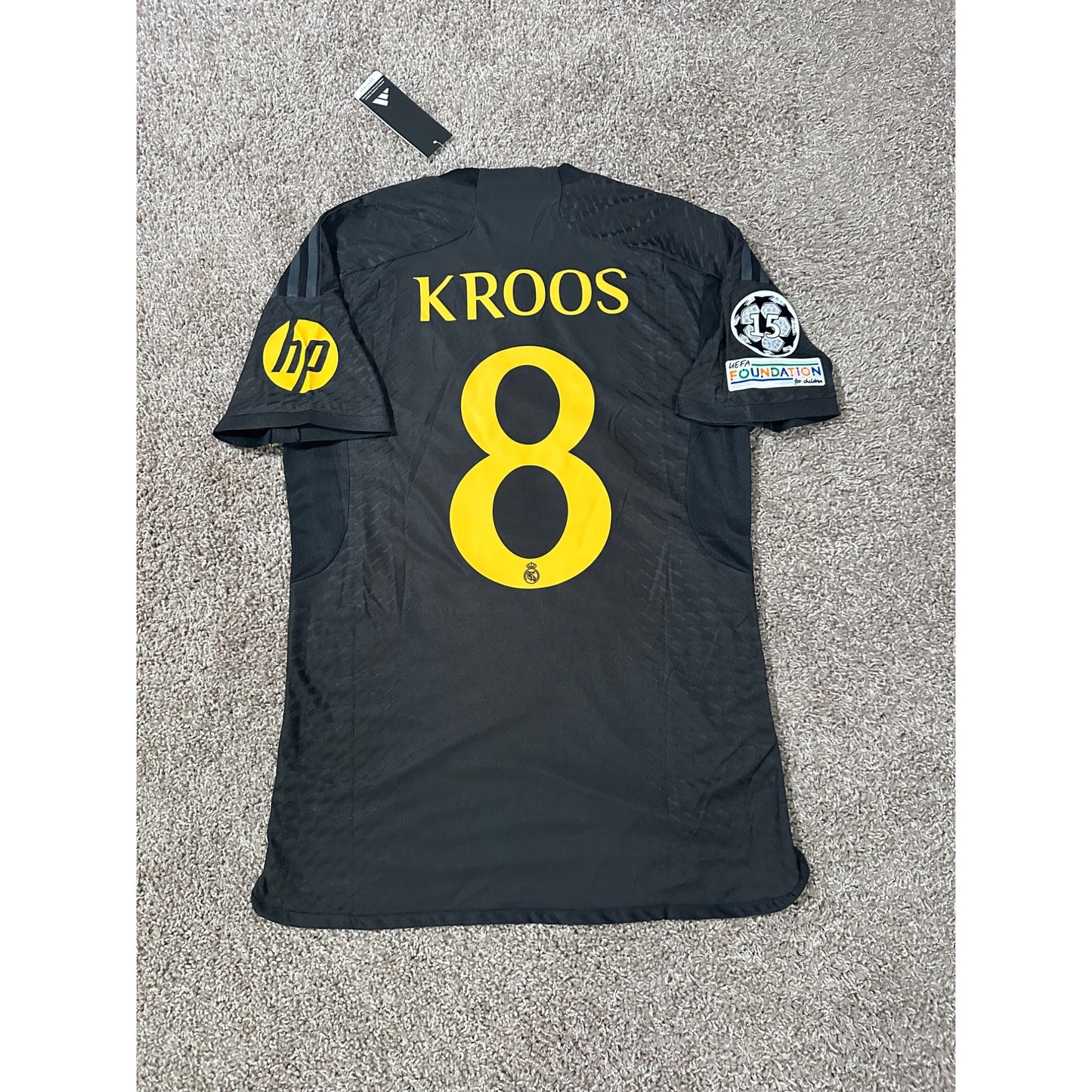 Real Madrid Toni Kroos #8 Soccer Jersey Black Away 2023/24 UCL Men Shirt Size