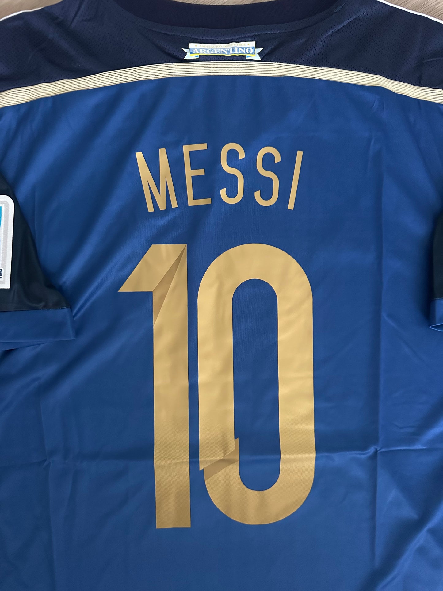 Argentina 2014 Messi #10 Retro Soccer Jersey Fifa World Cup Final Blue Final Men
