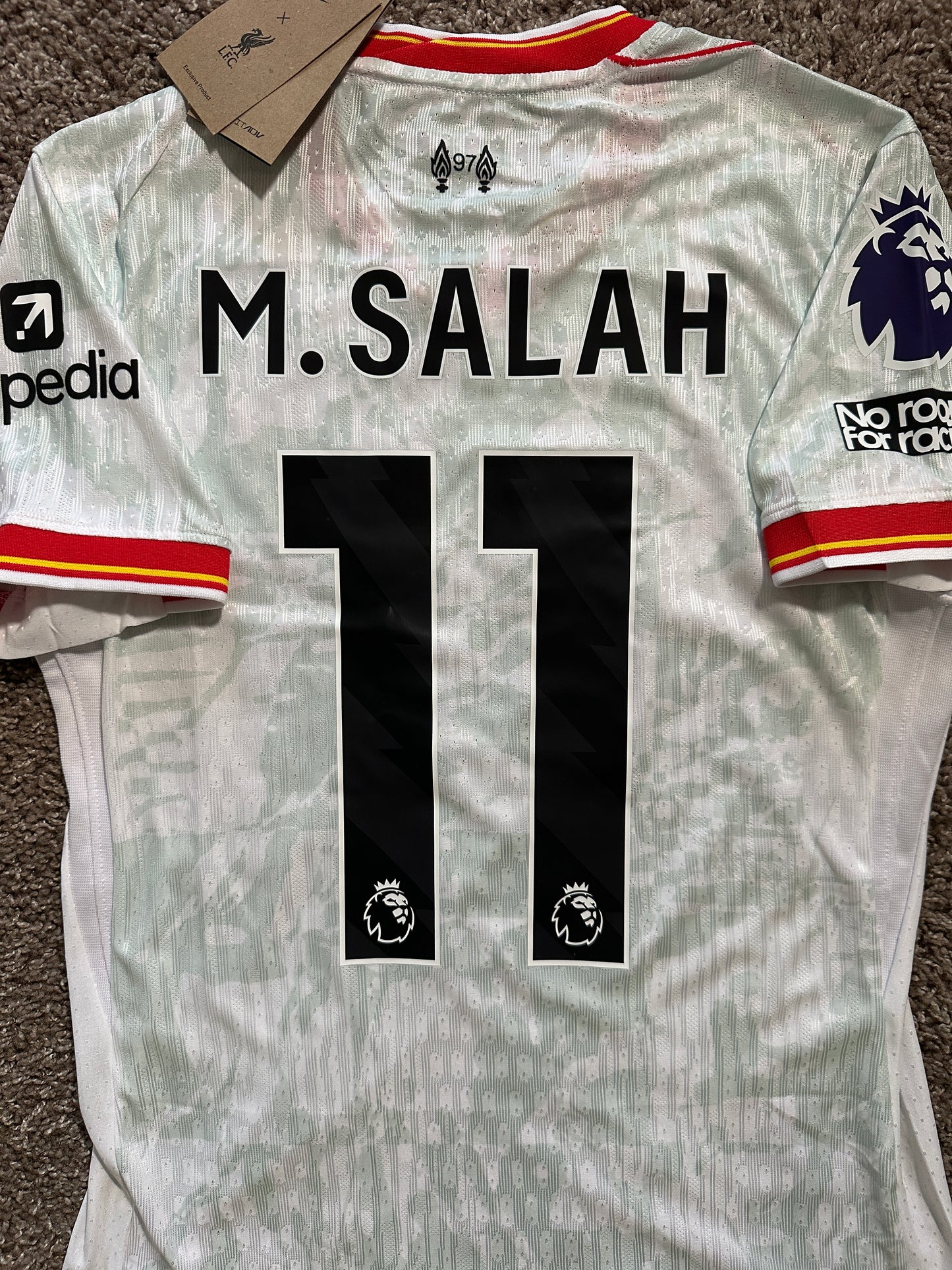 Liverpool Mohamed Salah #11 Away White Soccer Jersey 24/25 Men Shirt Size Football
