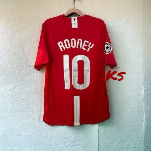 Manchester United Wayne Rooney #10 Retro Soccer Jersey Red Home UCL Final Men