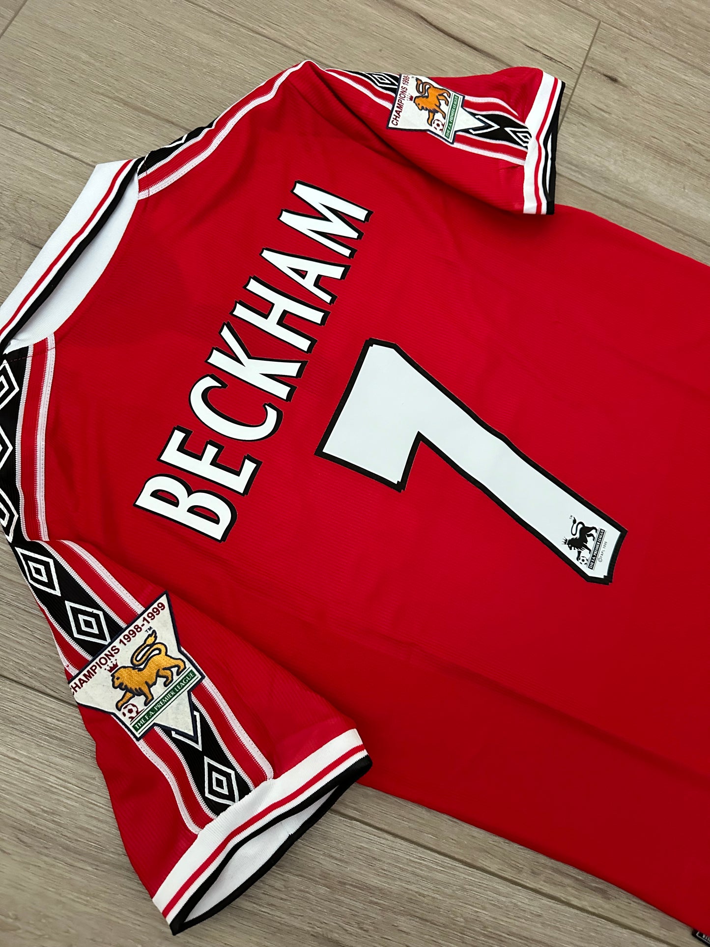 Manchester United 98/99 Retro David Beckham 7 Red Home Football Shirt Men Size
