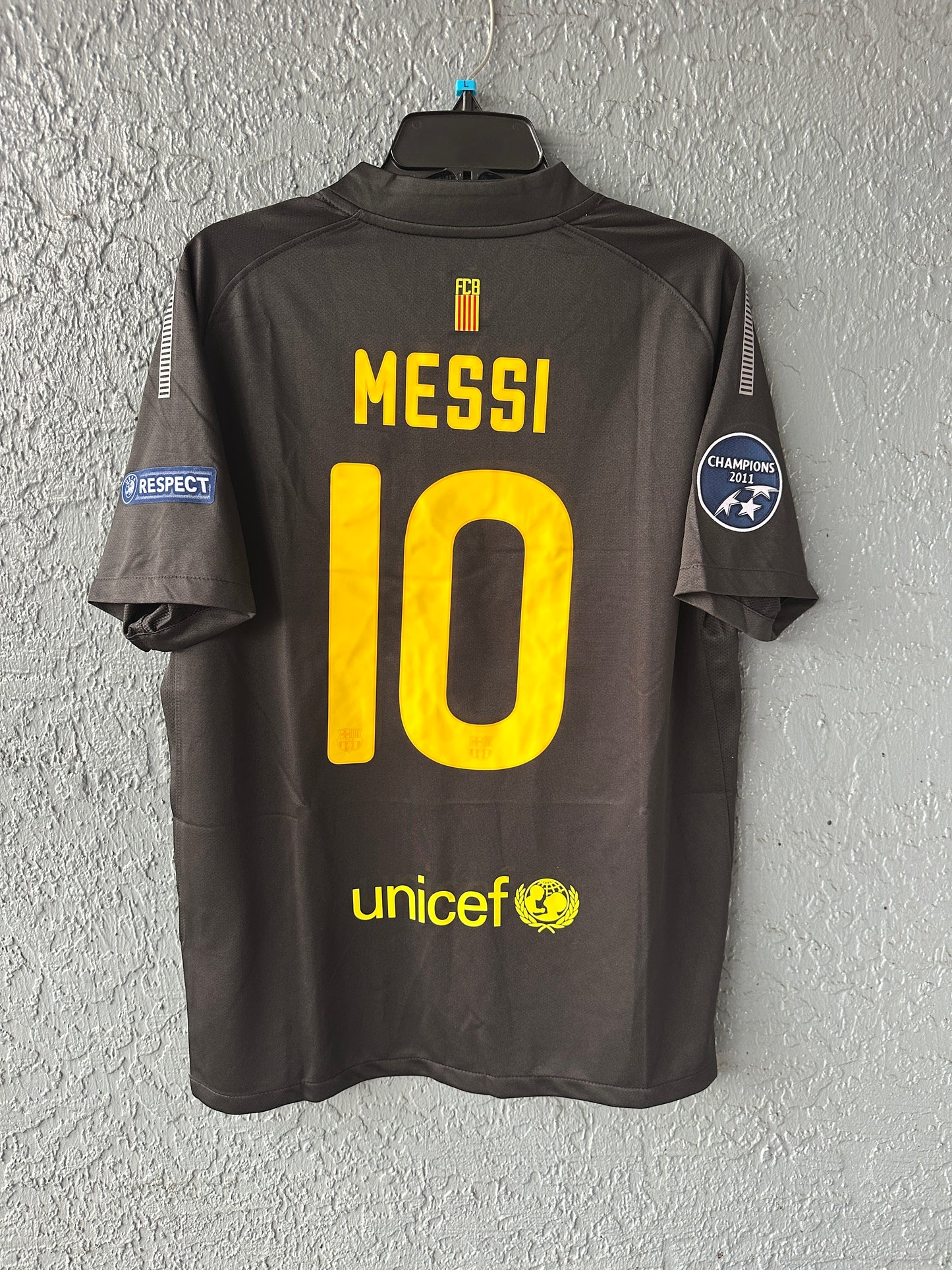 Barcelona Lionel Messi #10 Black Retro Soccer Jersey 11/12 Men Size UCL