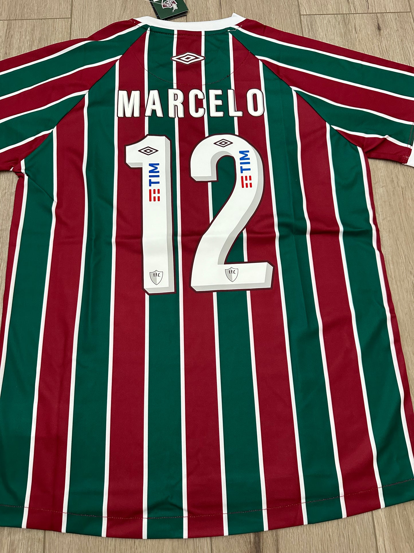Fluminense Marcelo Soccer Jersey Home Red Green Brazil Men Size