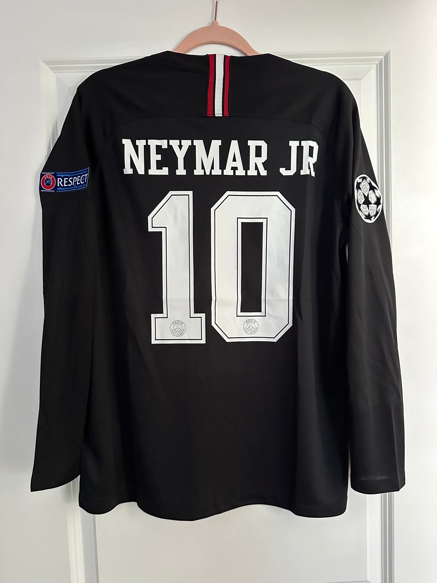 Soccer Jersey Retro PSG 18/19 Neymar Jr #10 Away Black Long Sleeves UCL Men Size