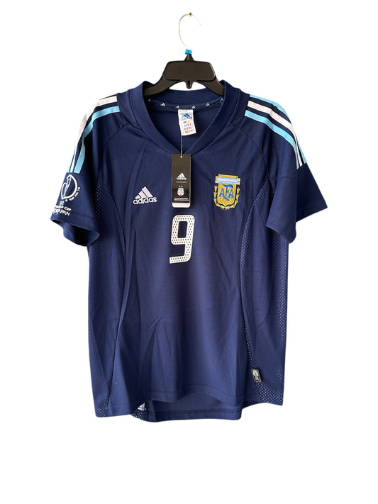 Argentina Gabriel Batistuta #9 Retro Soccer Jersey Away Blue FWC 2002 Men Size