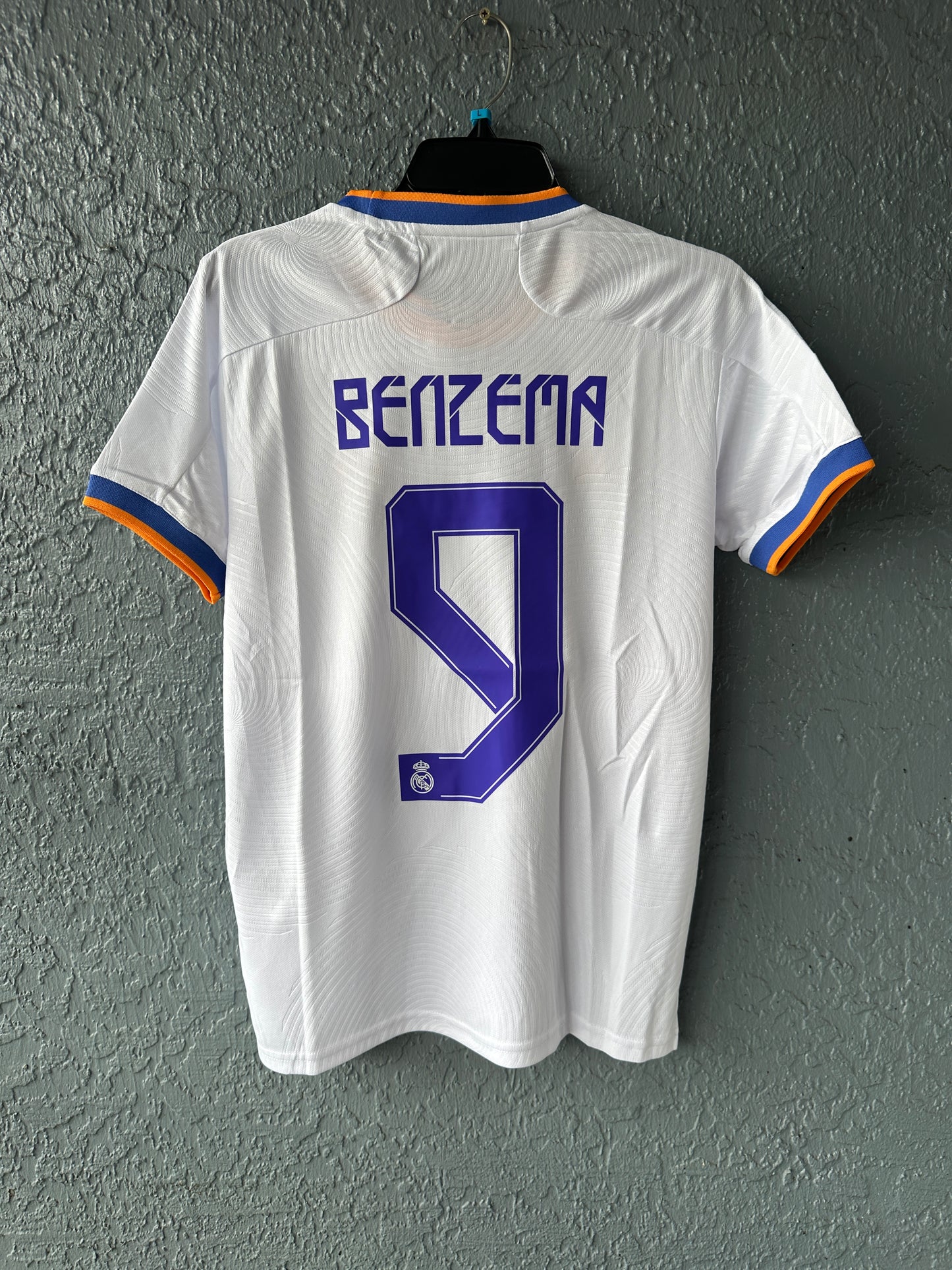 Real Madrid Karim Benzema #9 Final 2022 Soccer Jersey Home White Men Shirt Size
