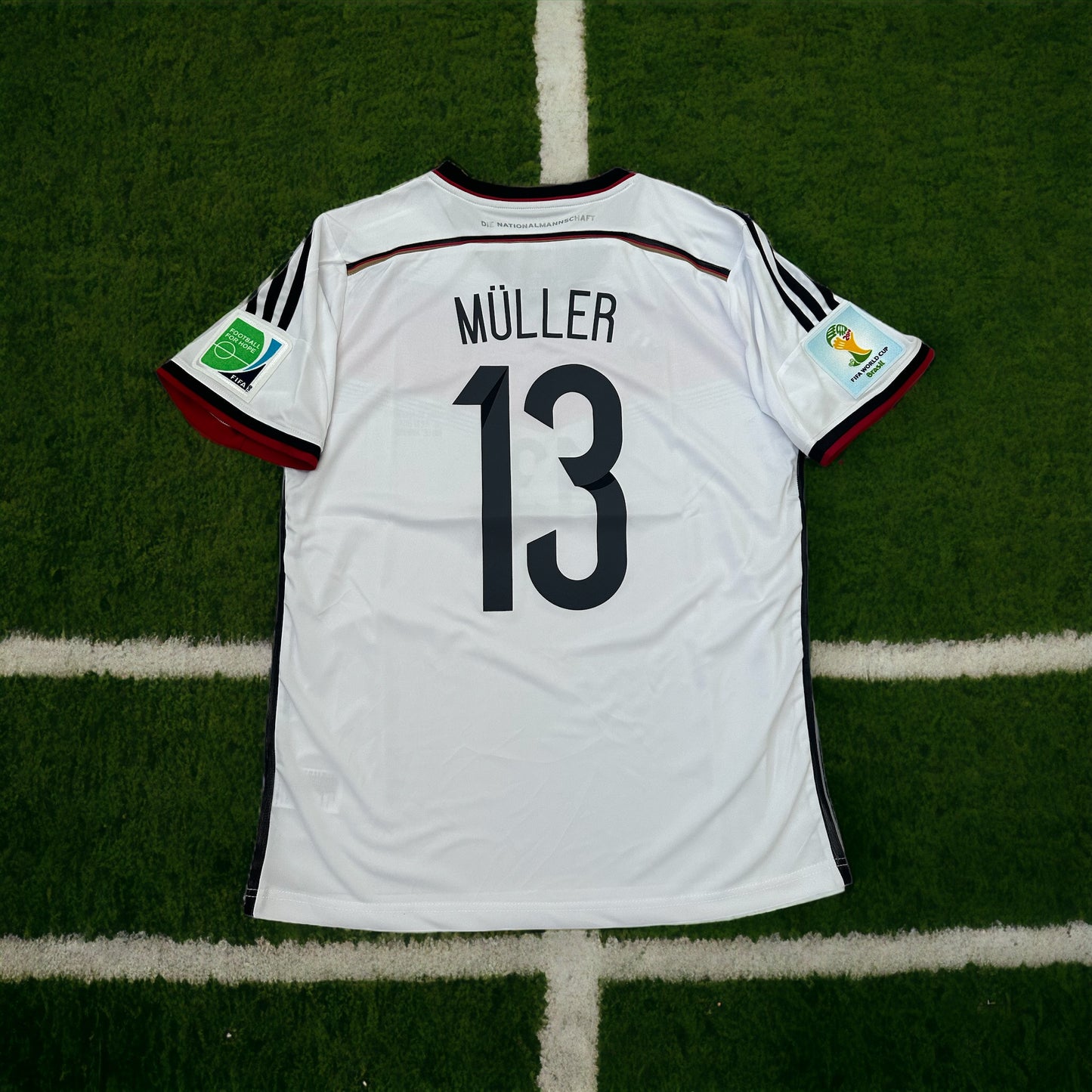 Germany Team Thomas Muller #13 FWC 2014 Home white Retro Soccer Jersey Men Size