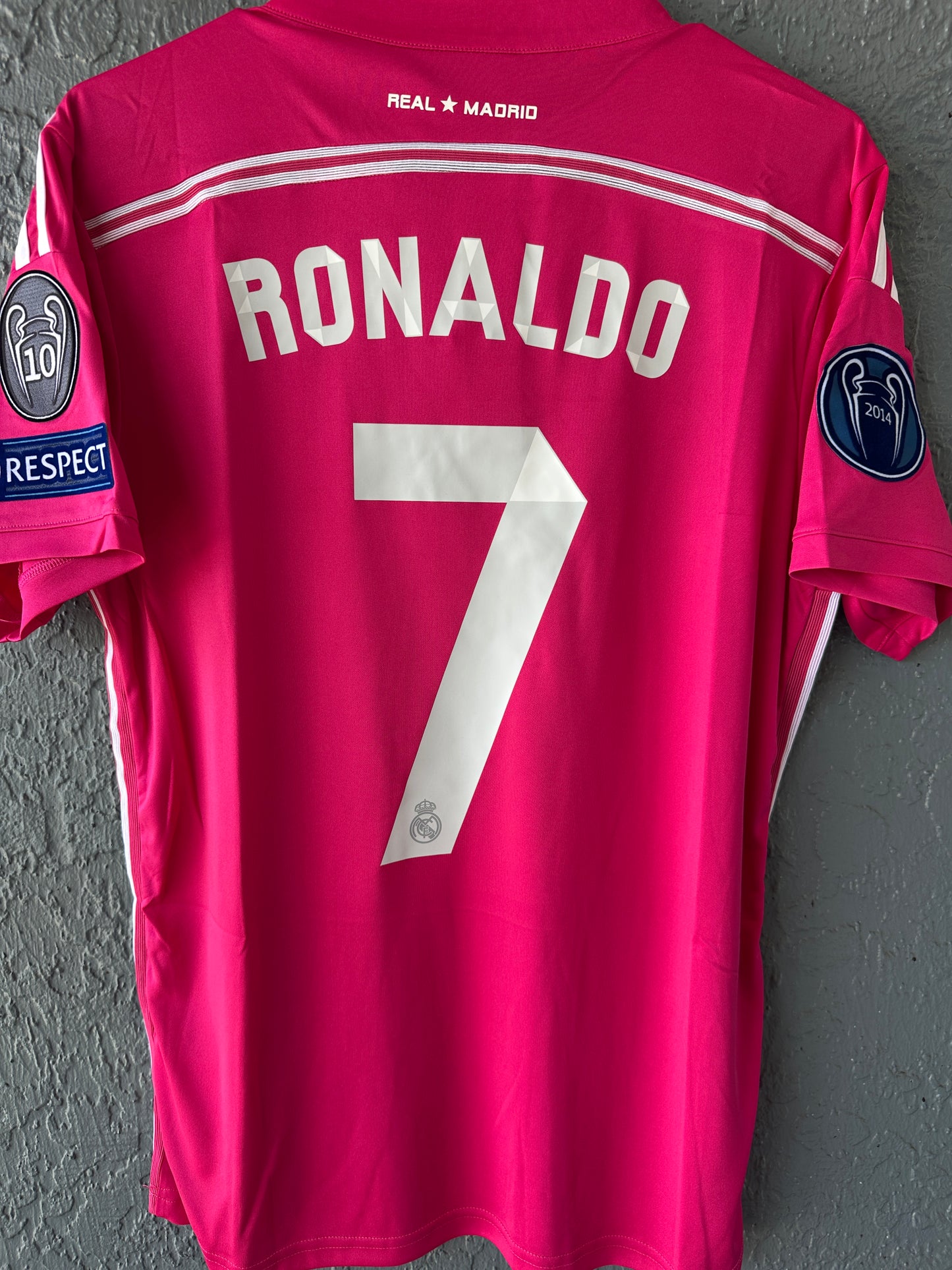 Real Madrid 14/15 Cristiano Ronaldo #7 Soccer Jersey Pink Champions Men Shirt