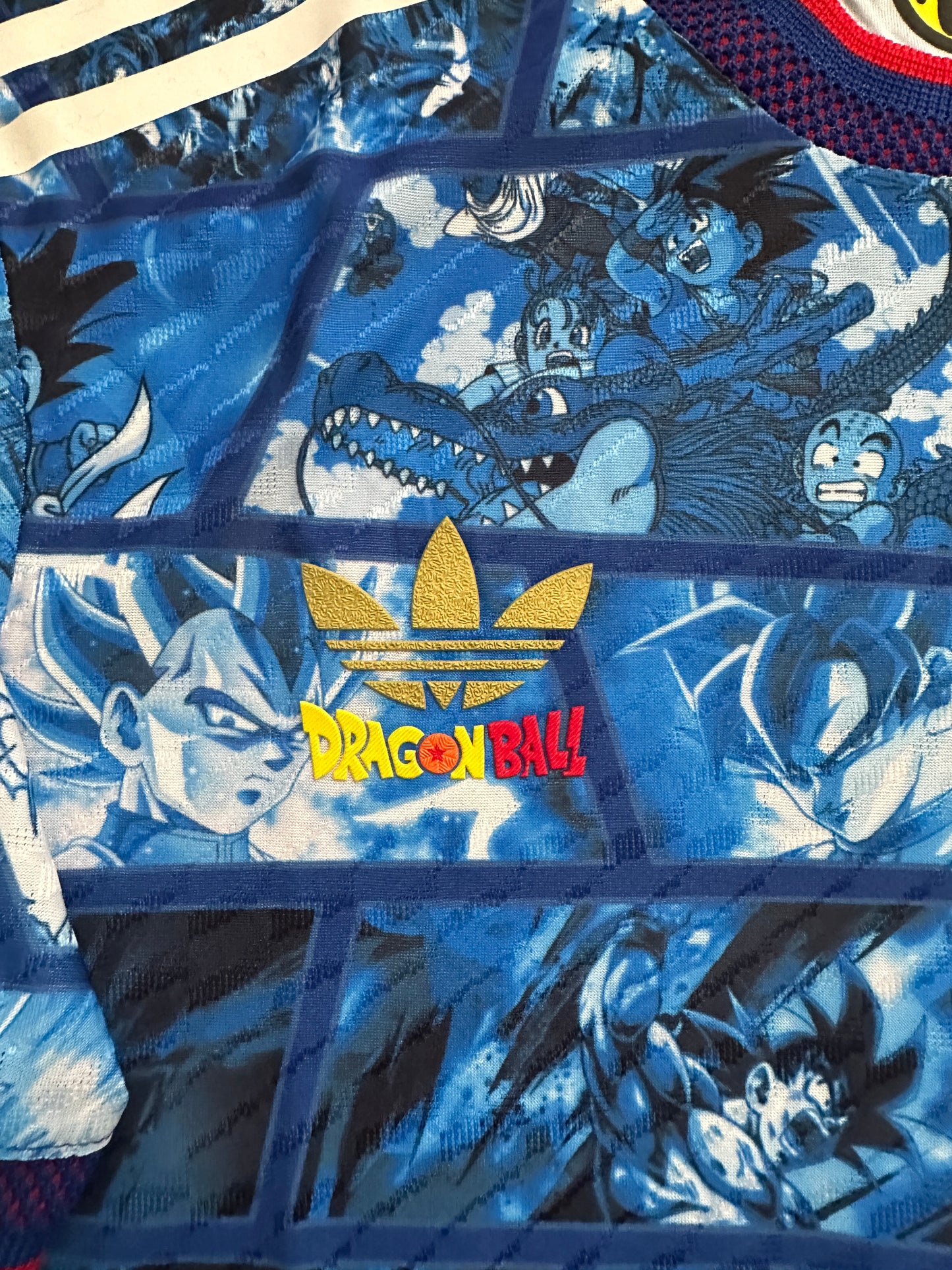 Japan Dragon Ball Z Soccer Jersey Blue Special Edition Anime Men Size Shirt