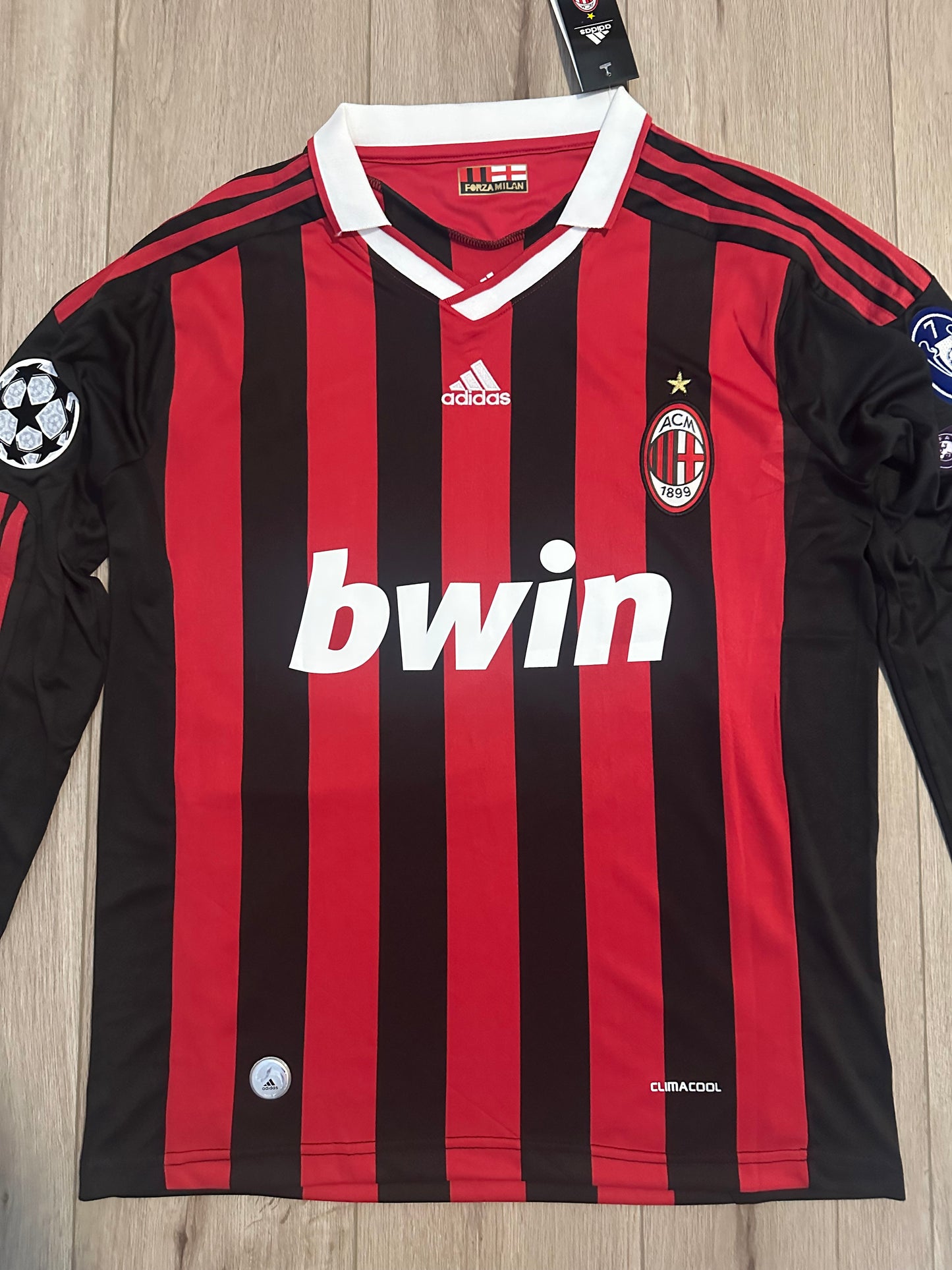 Milan Retro 09/10 Ronaldinho #80 Soccer Jersey Long Sleeves Home Men Shirt Size