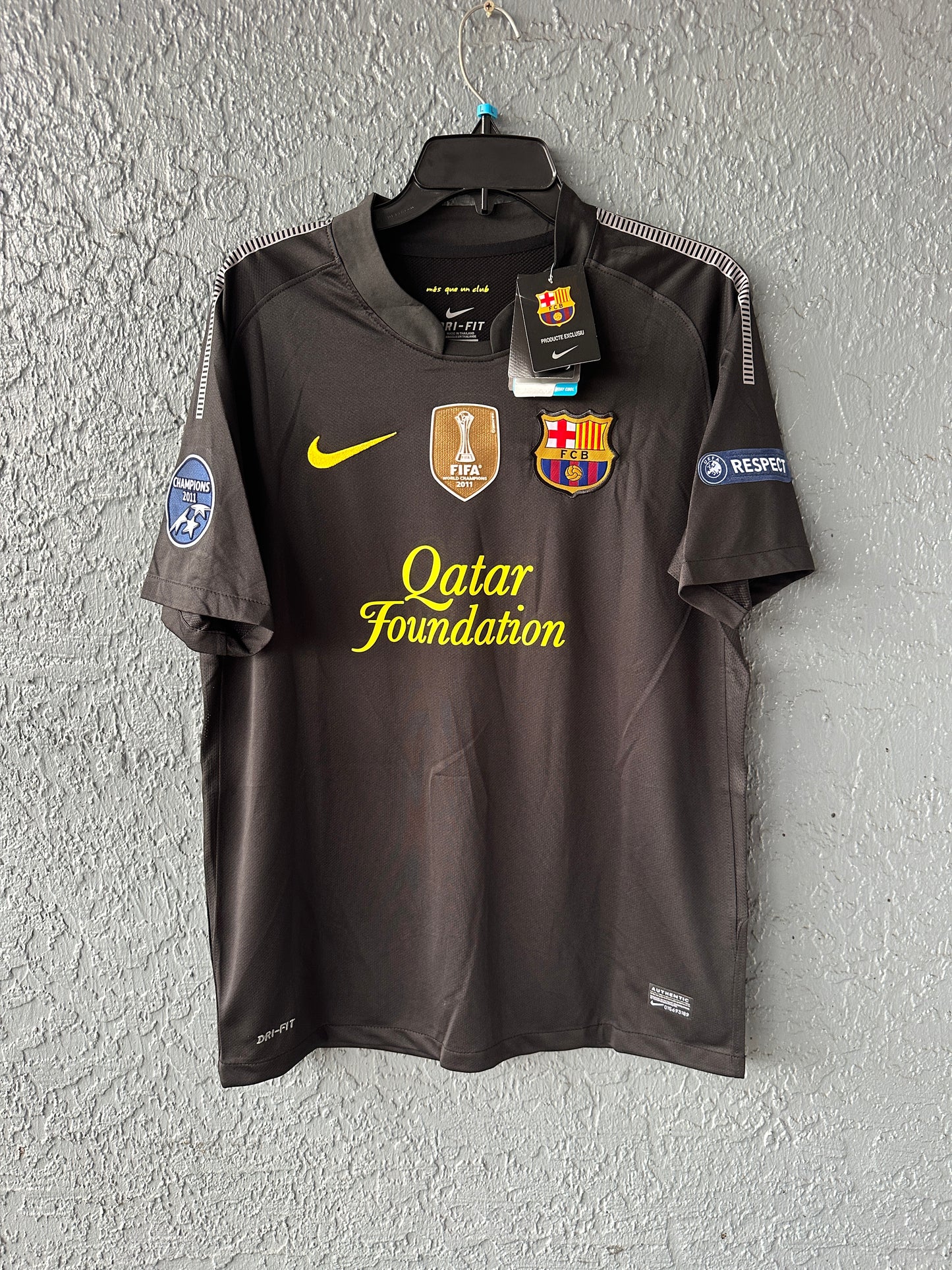 Barcelona Lionel Messi #10 Black Retro Soccer Jersey 11/12 Men Size UCL