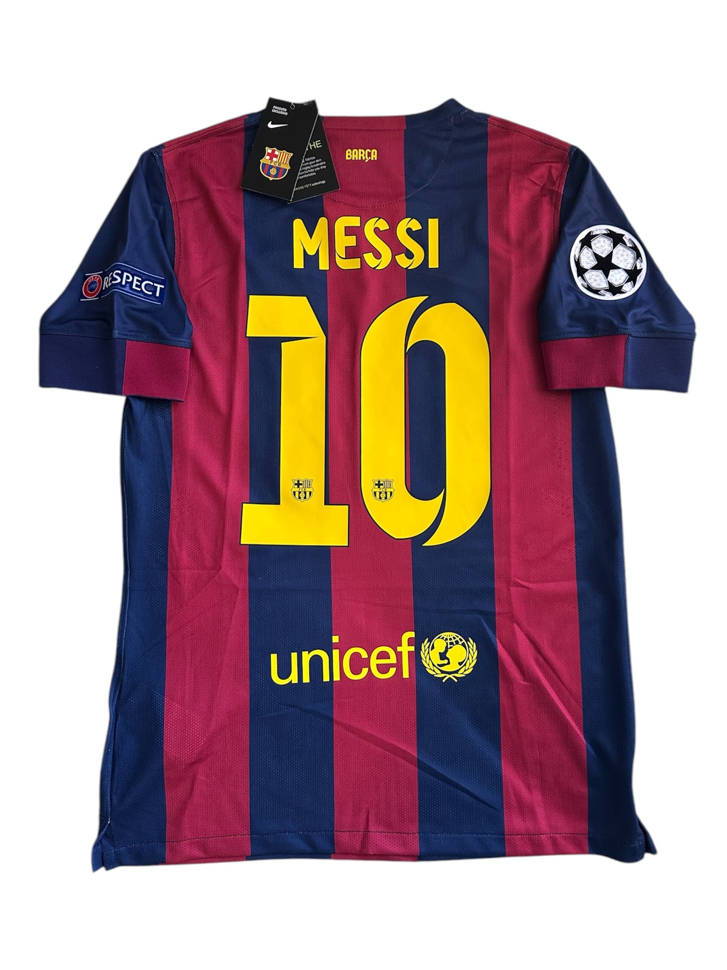 Barcelona Soccer Jersey Lionel Messi 2015 Home Final UCL Regular size Men Shirt