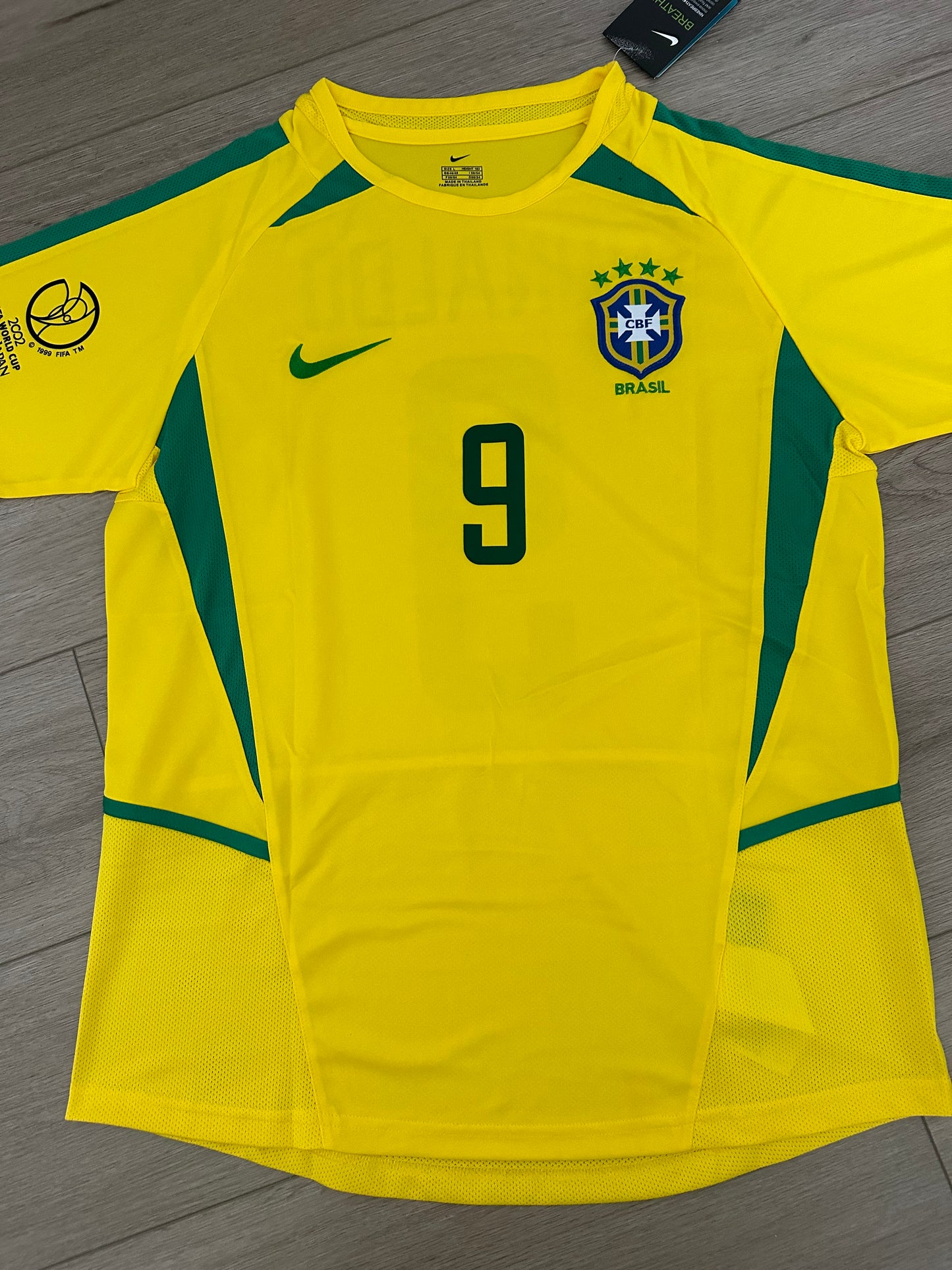 Ronaldo Nazario Brazil 2002 FWC Soccer Jersey Home Yellow #9 Regular size Men
