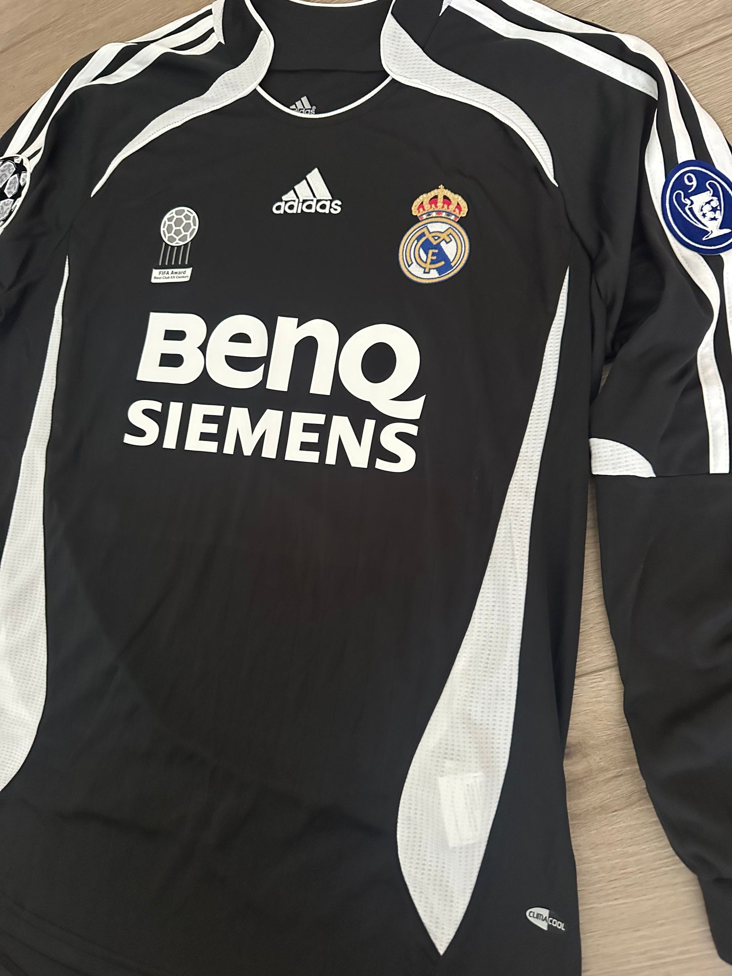 Real Madrid David Beckham #23 Soccer Jersey Retro 06/07 UCL Black Long Sleeves