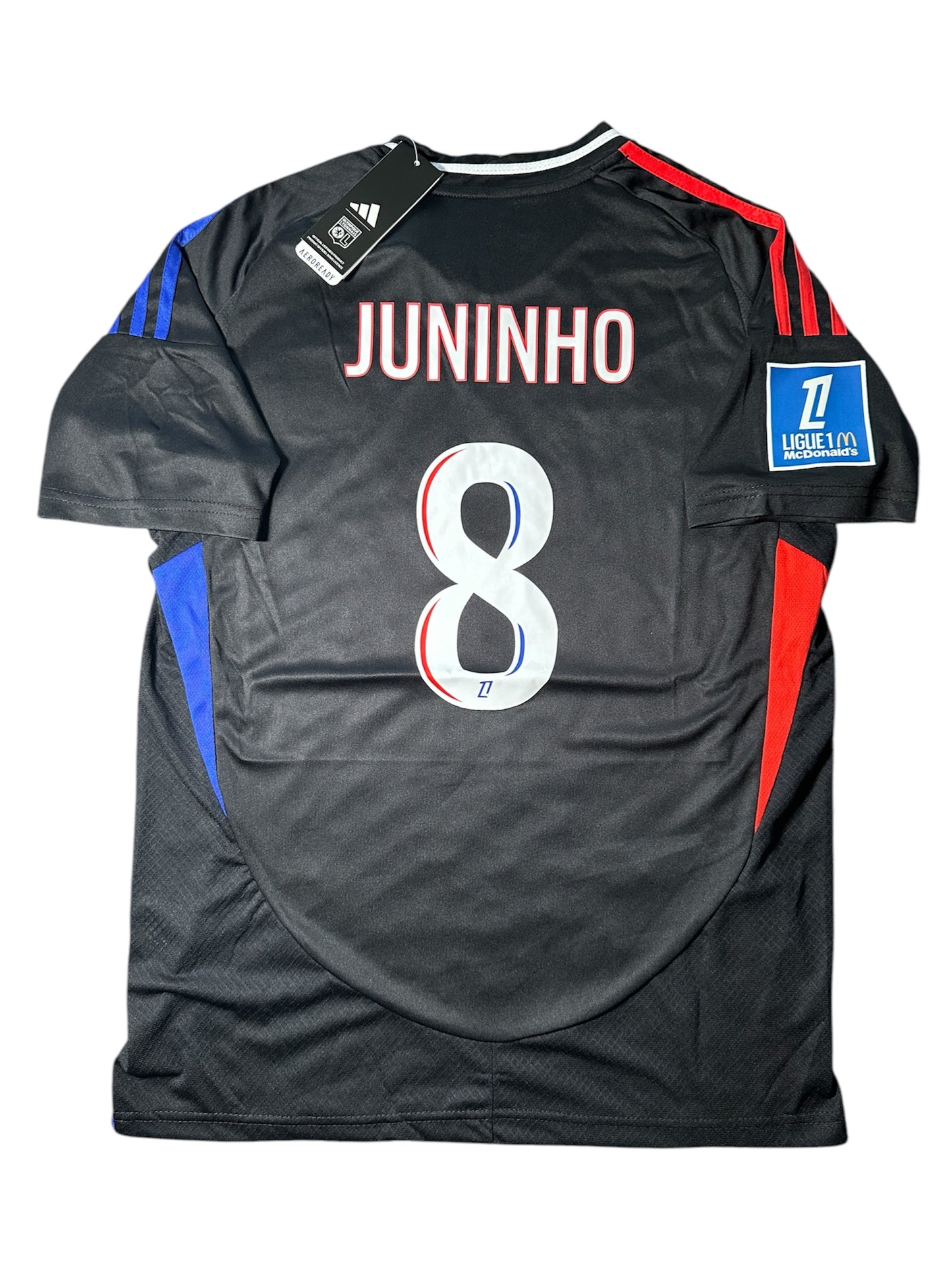Lyon 2024/25 Juninho #8 Black Away Jersey Men size