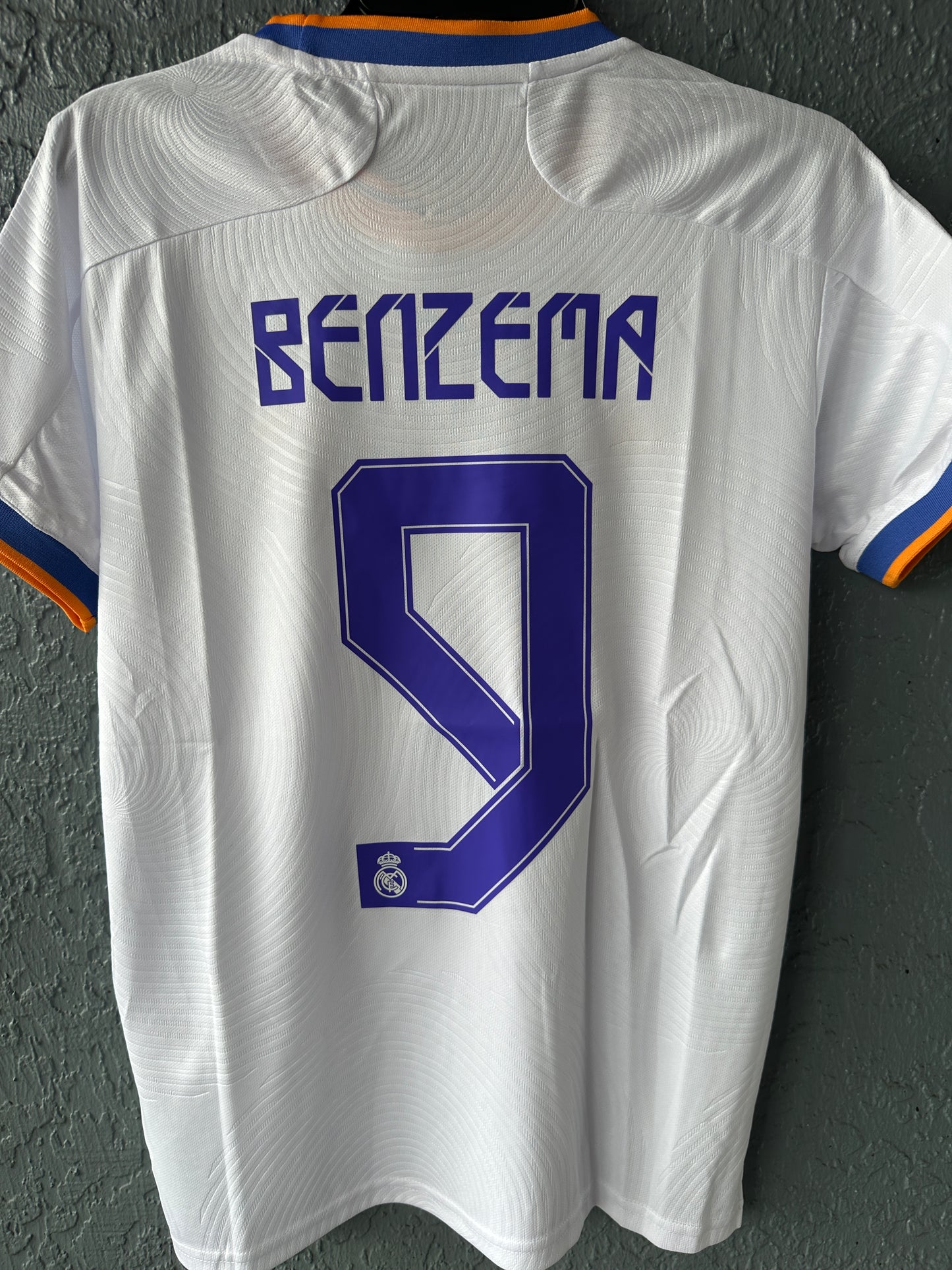 Real Madrid Karim Benzema #9 Final 2022 Soccer Jersey Home White Men Shirt Size