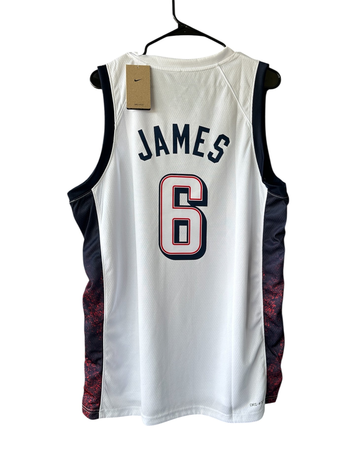 Basketball Jersey Lebron James #6 USA Team 2024 White Away Paris Olympic Team