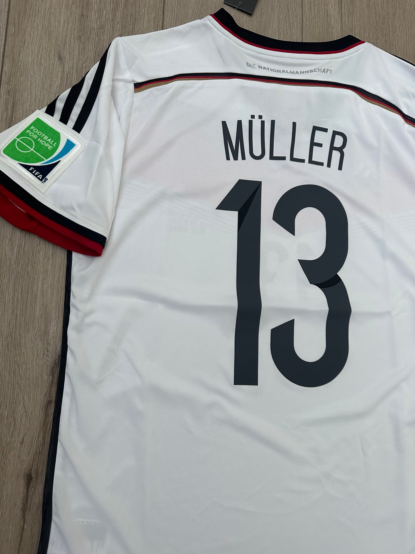 Germany Team Thomas Muller #13 FWC 2014 Home white Retro Soccer Jersey Men Size
