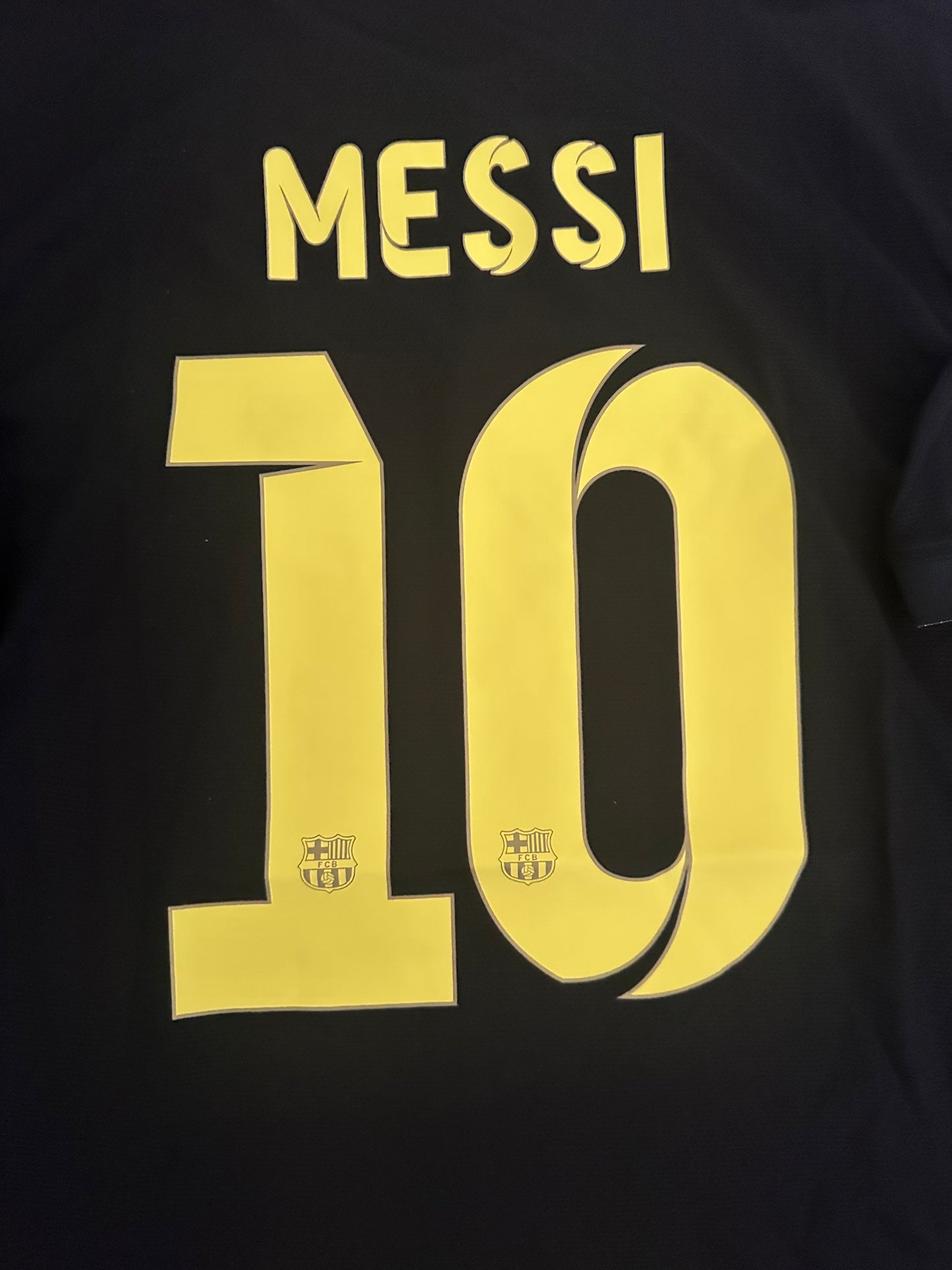 Lionel Messi Barcelona 13/14 Retro Soccer Jersey Black Champions Large Men Size