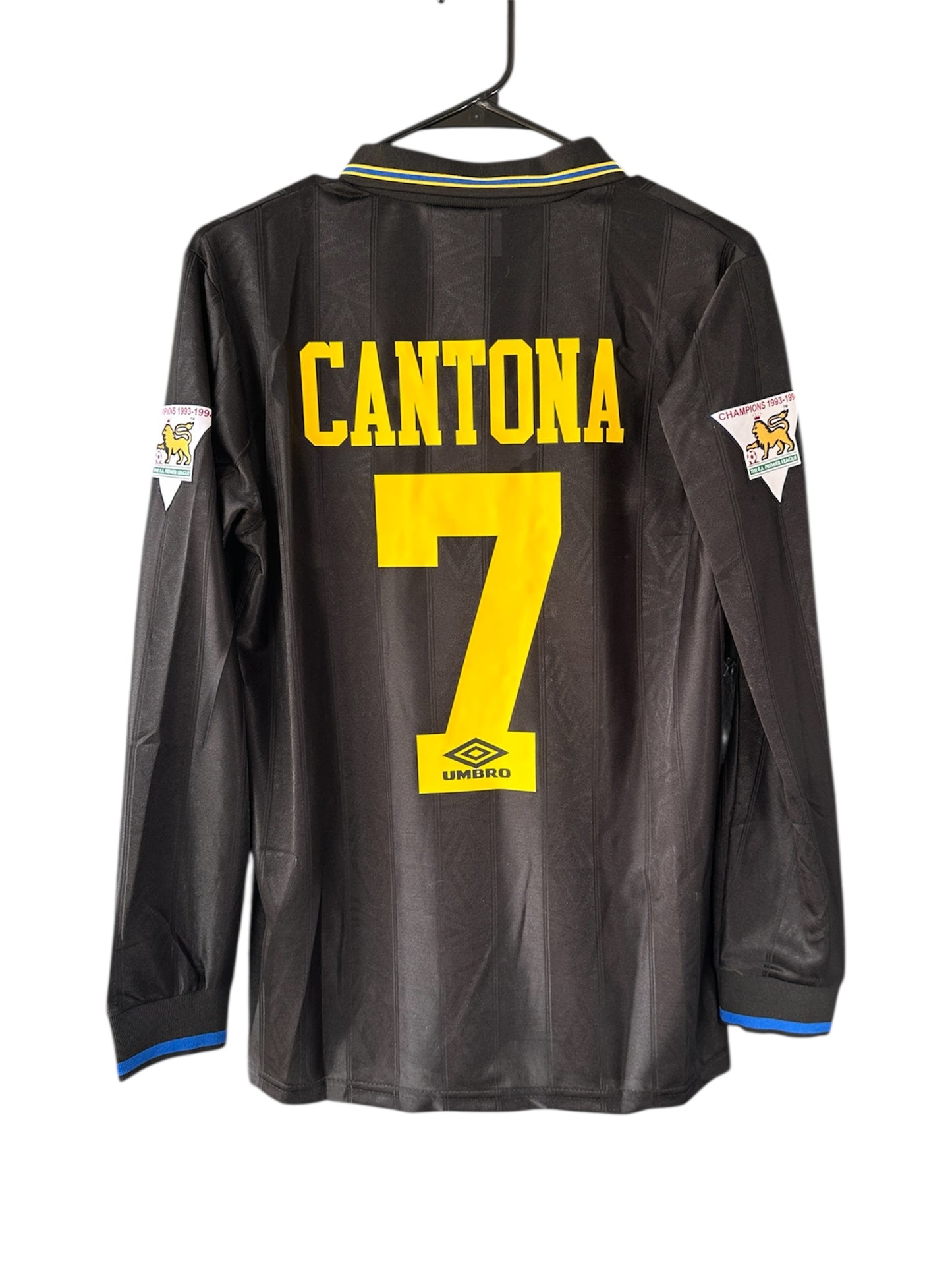Manchester United Eric Cantona #7 Away Black Retro Soccer Jersey 93/95 Men Size