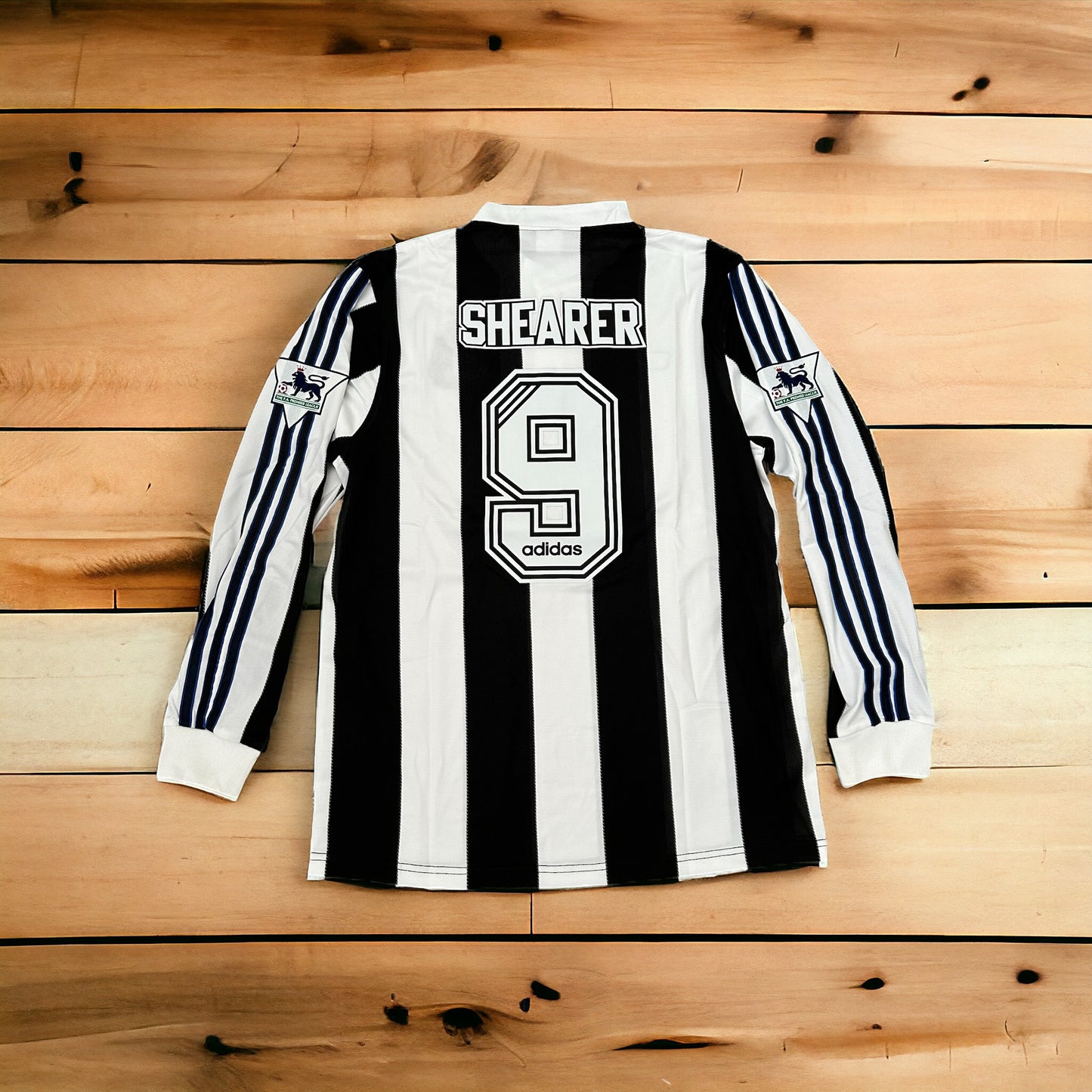 Newcastle Retro 95/97 Alan Shearer #9 Soccer Shirt Long Sleeves Men Black White