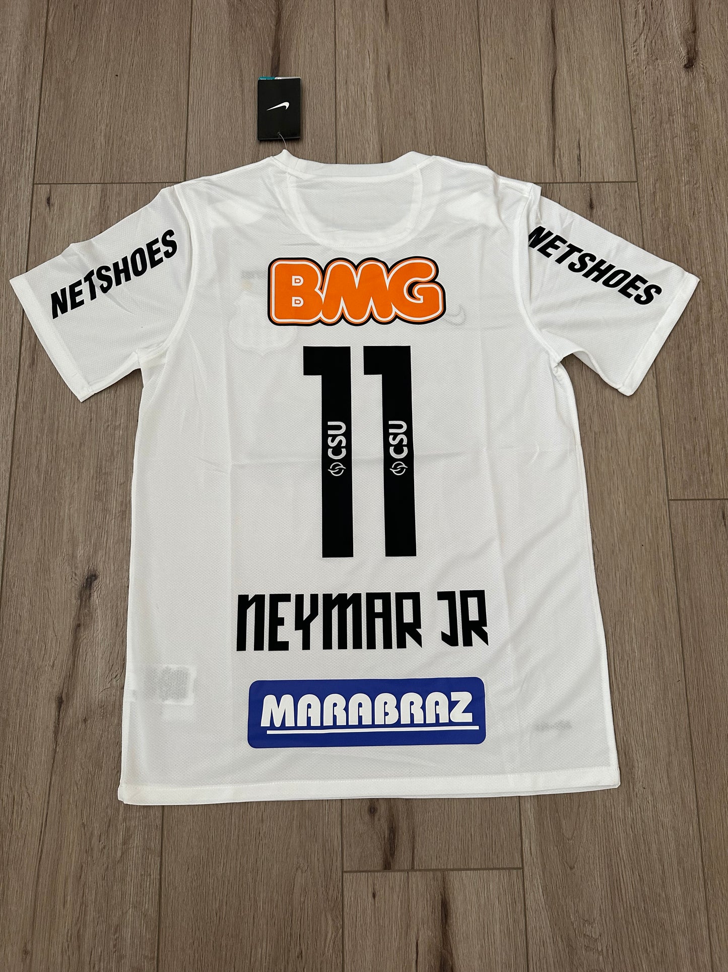 Neymar Jr #11 Santos 11/12 Retro Home White Soccer Jersey True Size Men Shirt