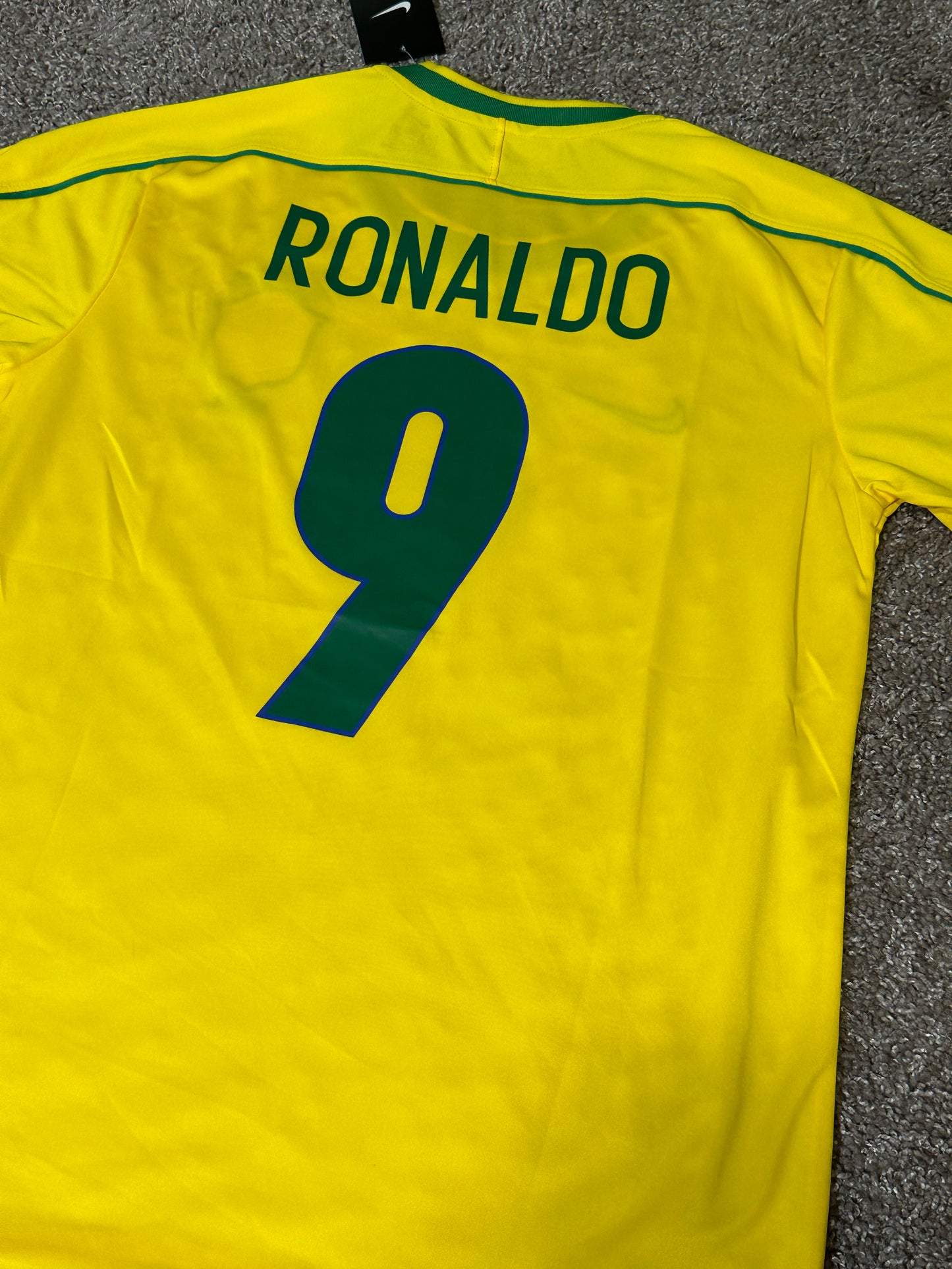 Brazil Soccer Jersey Retro 1998 Ronaldo Nazario #9 Home Yellow Men’s