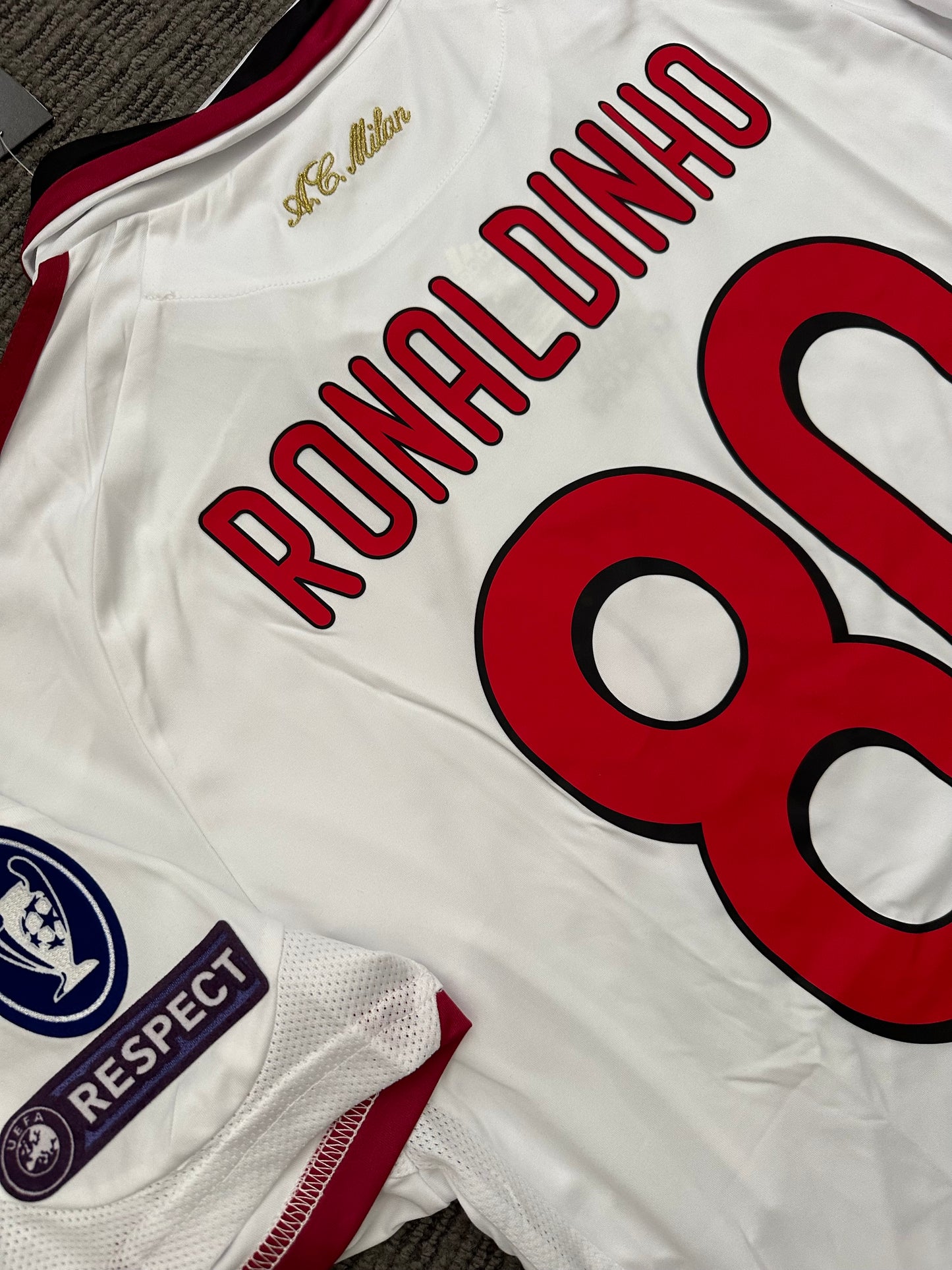 Soccer Jersey Milan 09/10 Ronaldinho #80 Away Home UCL Football Shirt Men Size