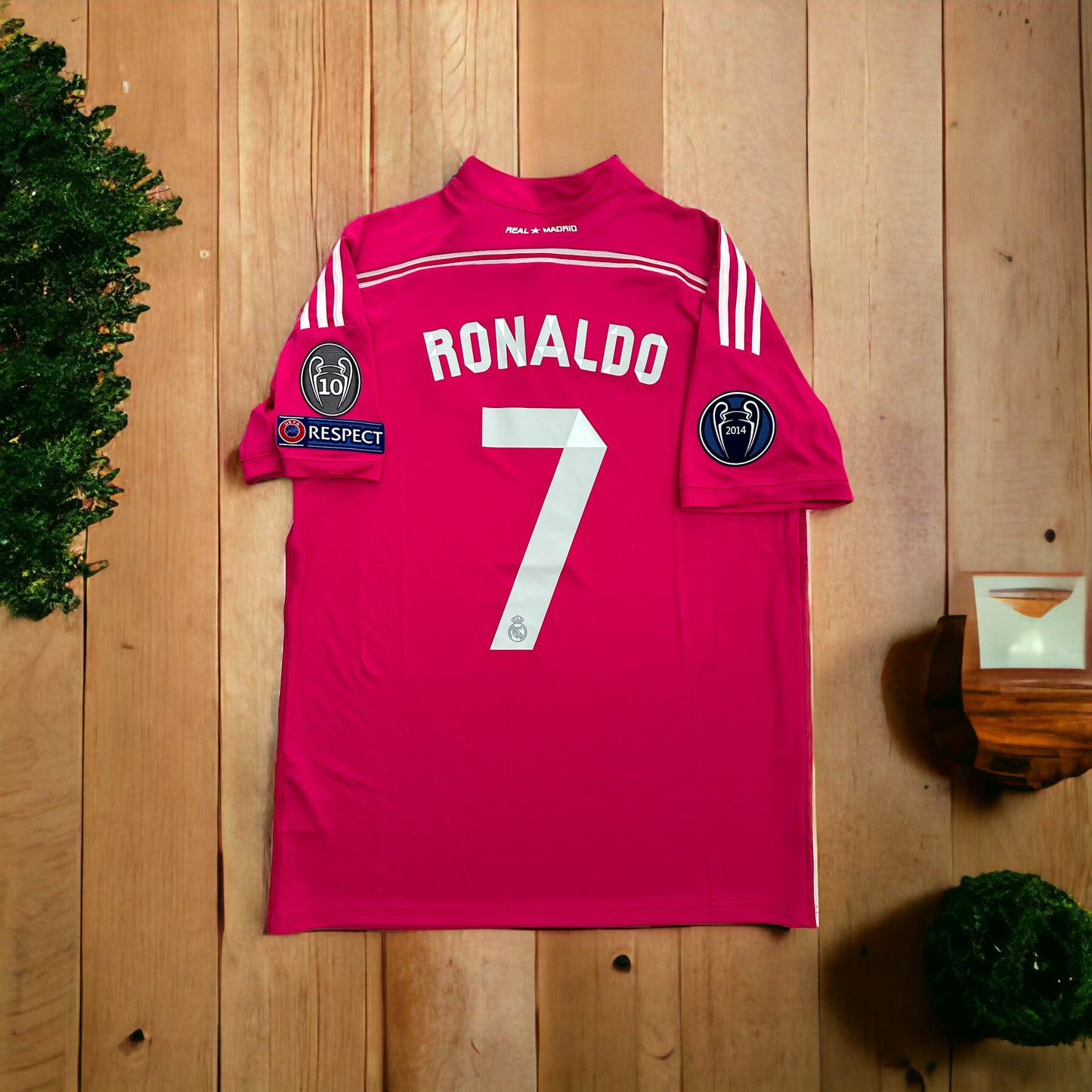 Real Madrid 14/15 Cristiano Ronaldo #7 Soccer Jersey Pink Champions Men Shirt