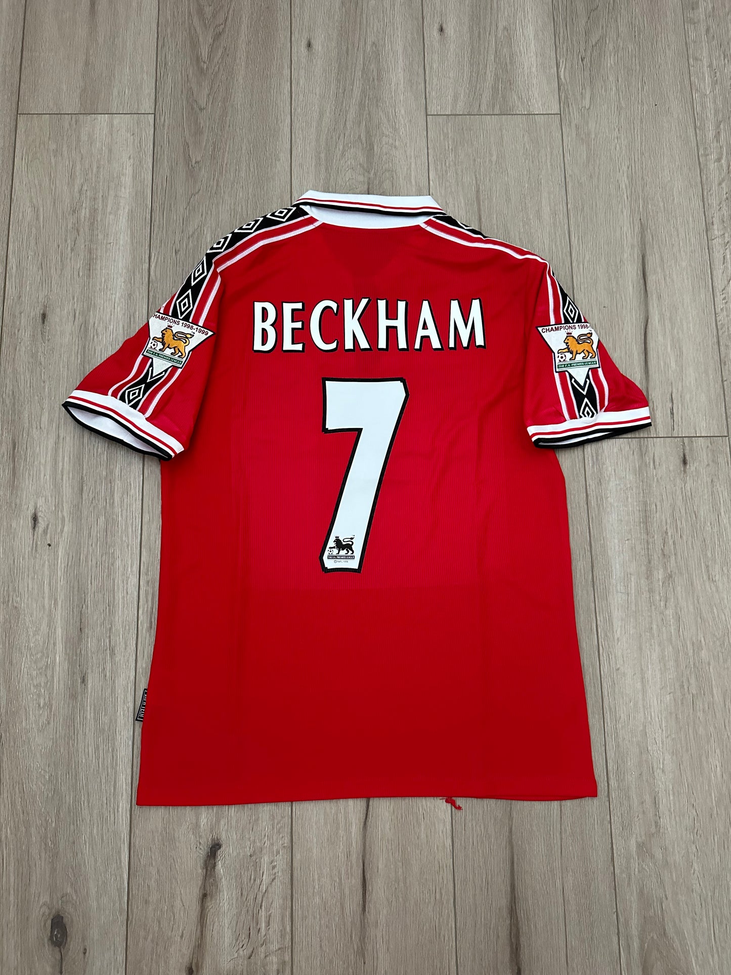 Manchester United 98/99 Retro David Beckham 7 Red Home Football Shirt Men Size