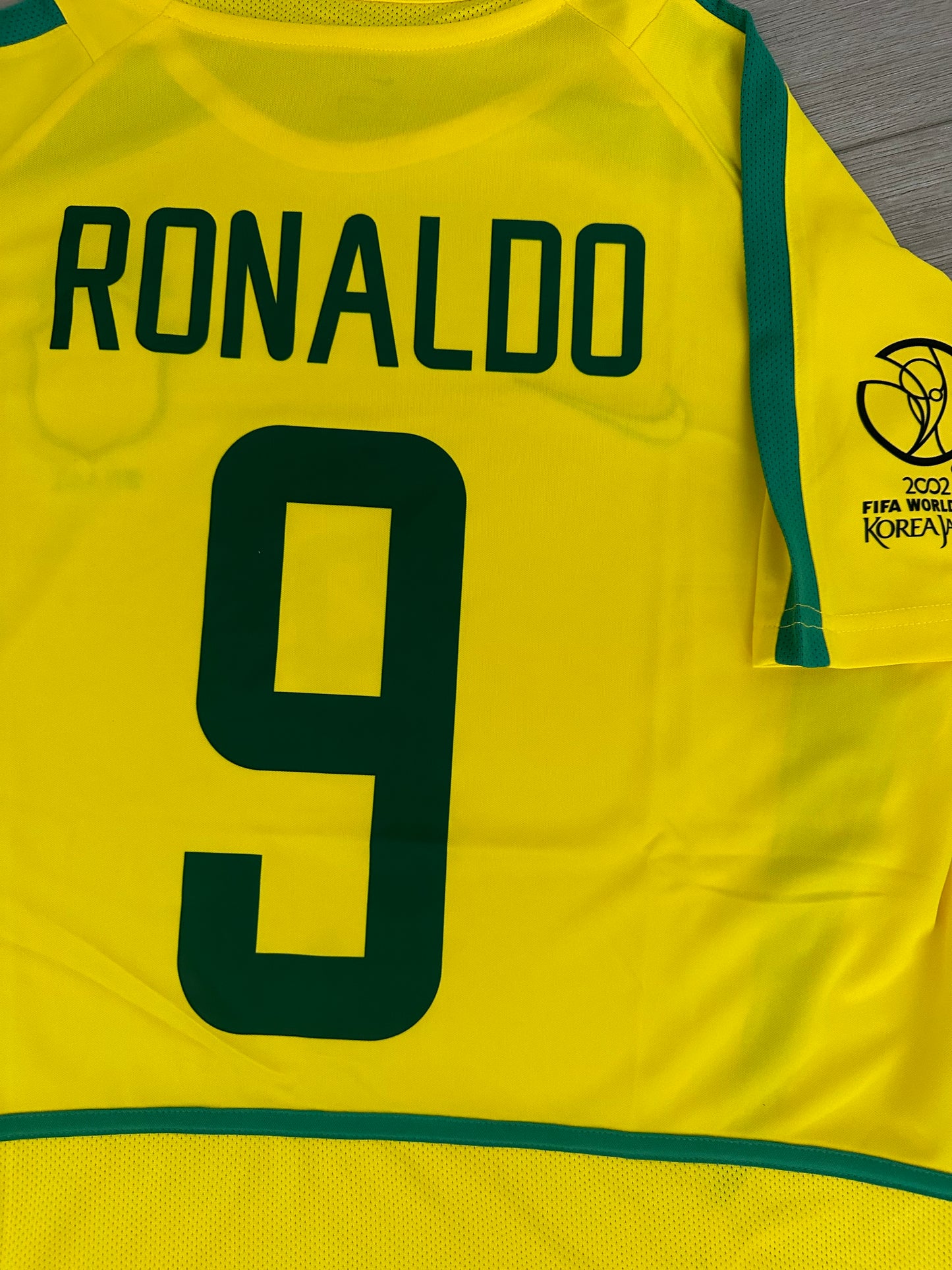 Ronaldo Nazario Brazil 2002 FWC Soccer Jersey Home Yellow #9 Regular size Men