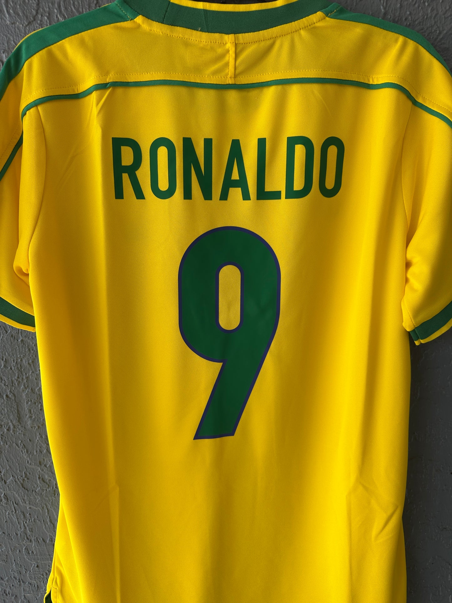 Brazil Soccer Jersey Retro 1998 Ronaldo Nazario #9 Home Yellow Men’s