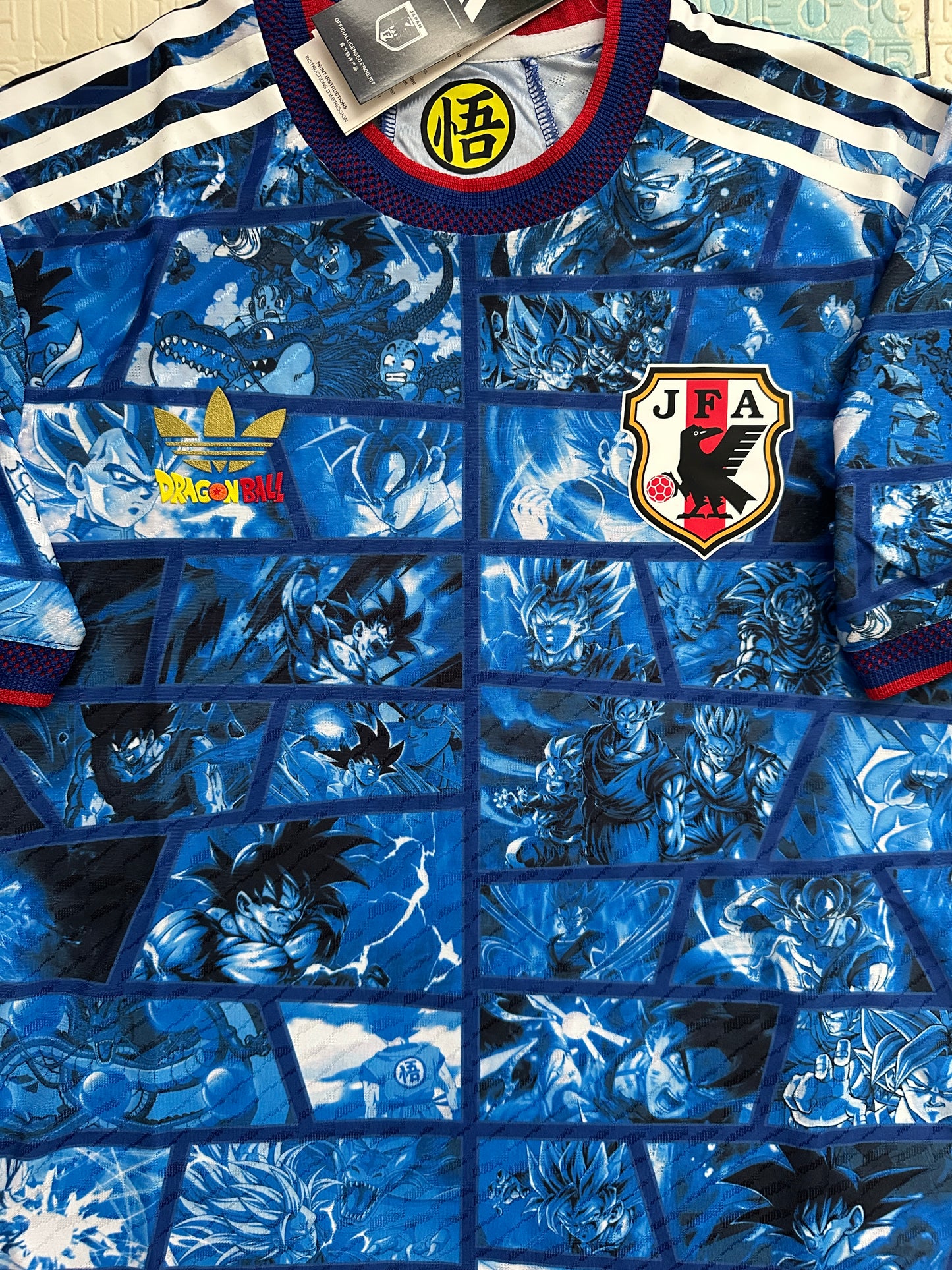 Japan Dragon Ball Z Soccer Jersey Blue Special Edition Anime Men Size Shirt