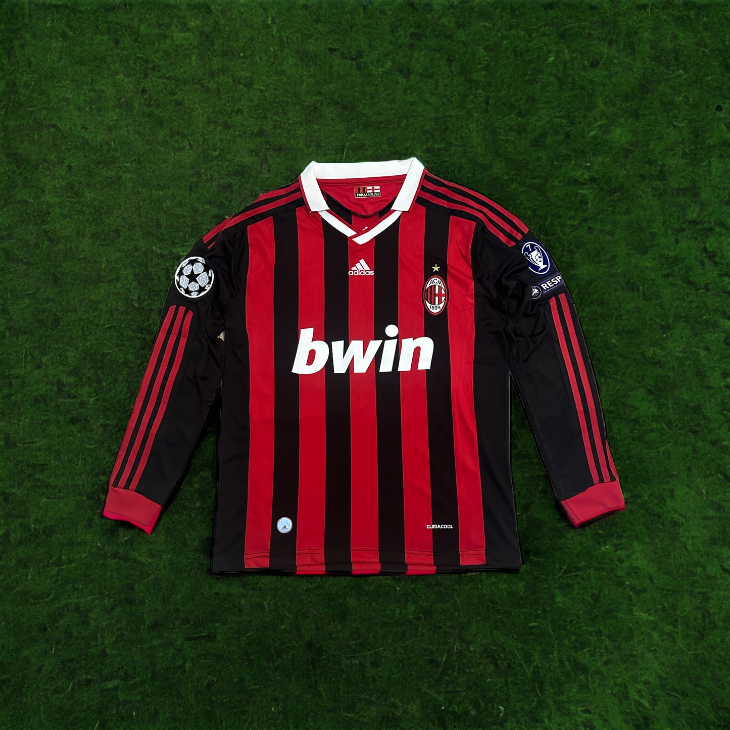 Milan Retro 09/10 Ronaldinho #80 Soccer Jersey Long Sleeves Home Men Shirt Size
