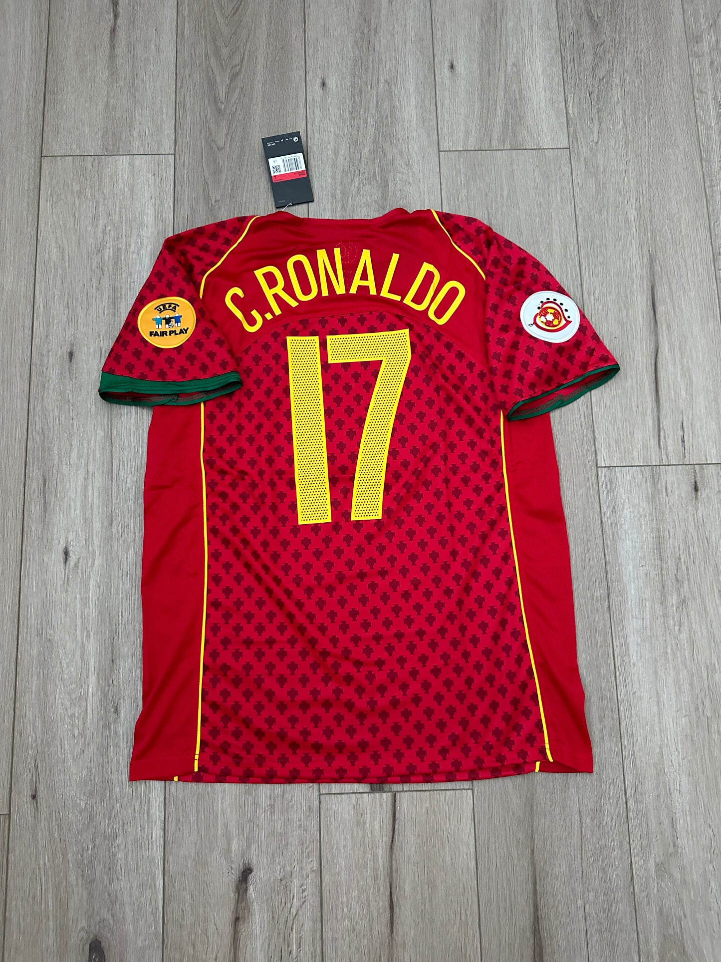 Cristiano Ronaldo #17 Portugal Soccer Jersey Euro 2004 Home Retro Red Final