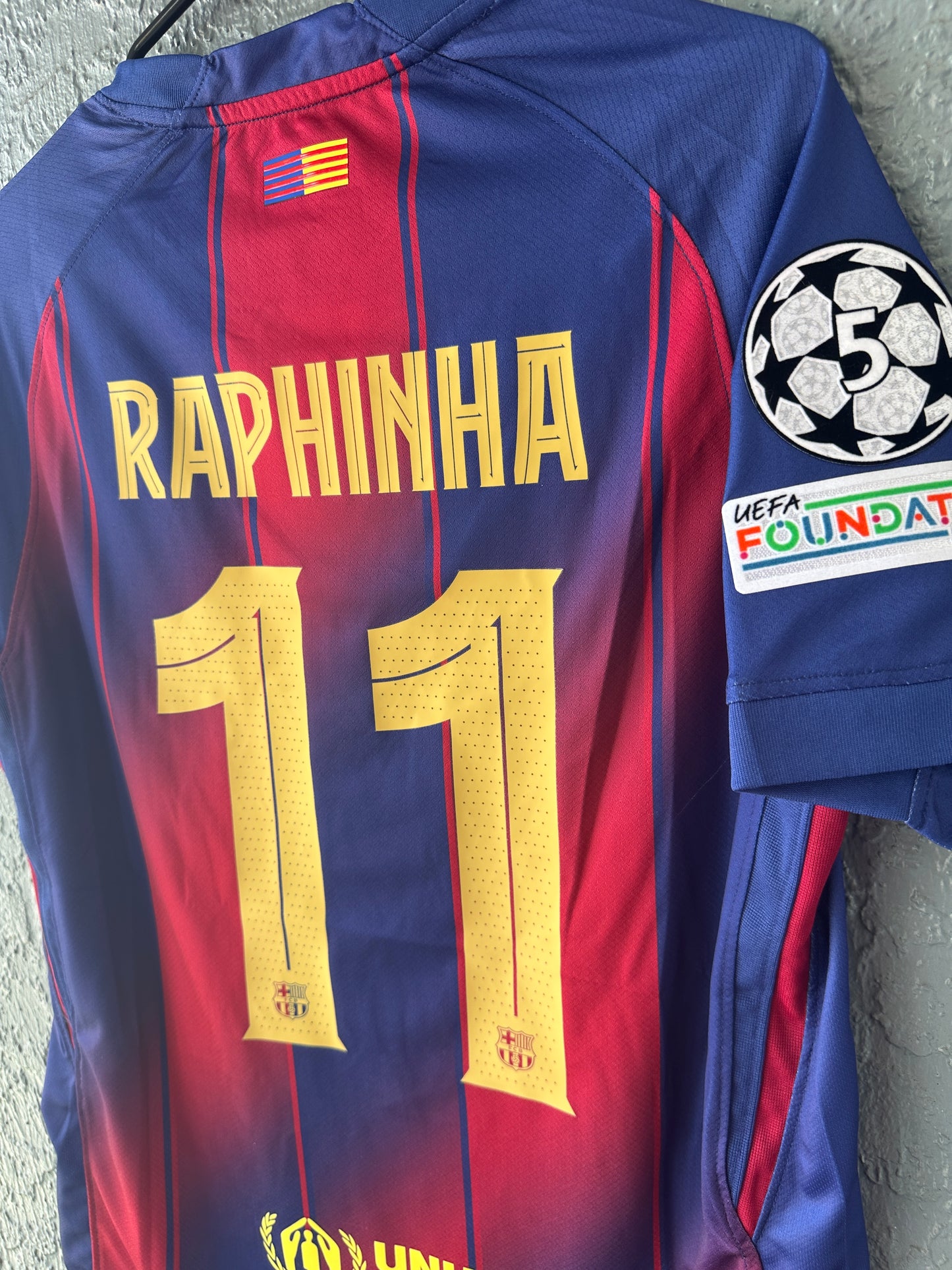Barcelona Raphinha #11 Home Soccer Jersey 2025/26 Men Size Red Blue Shirt