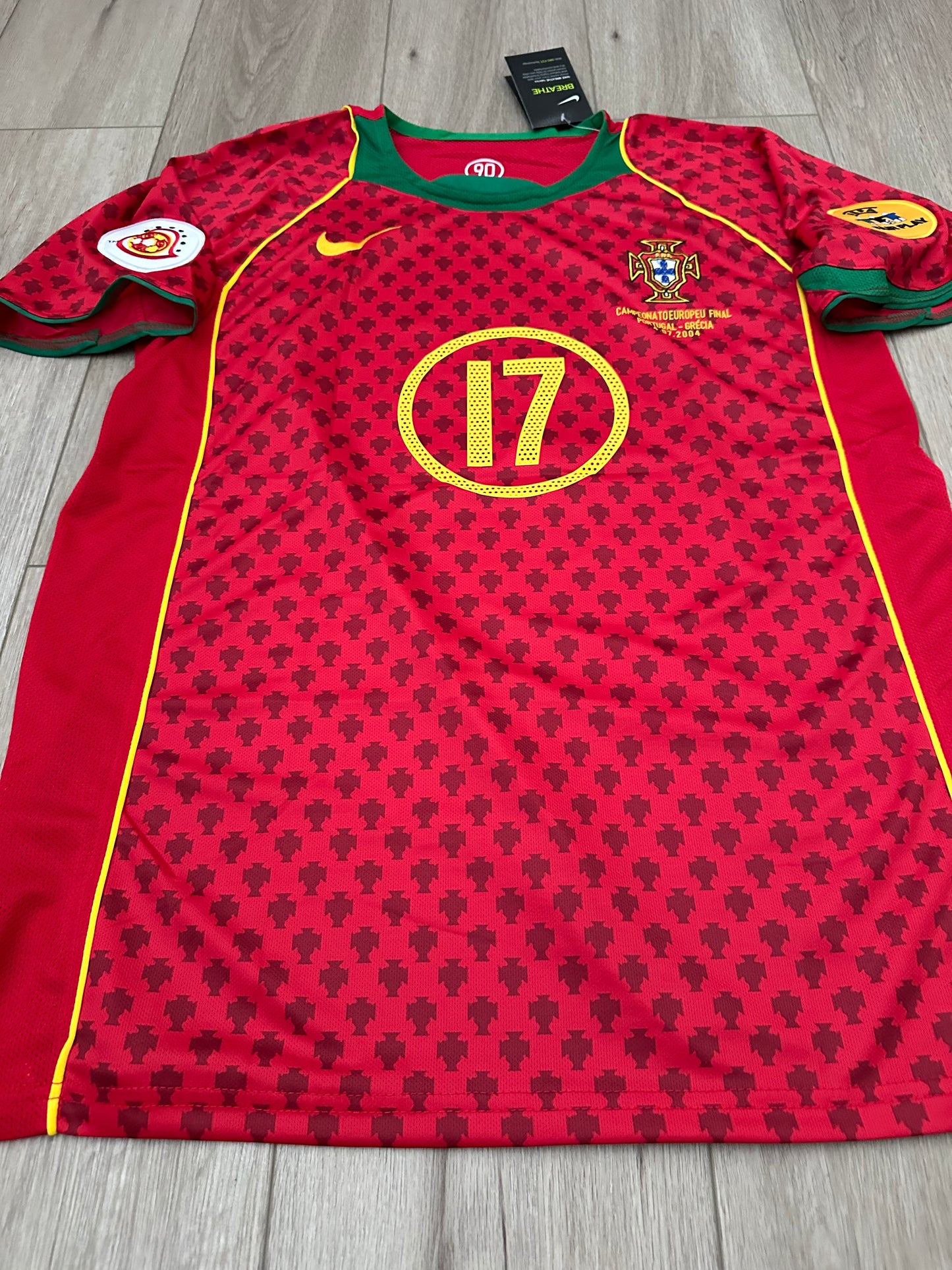 Cristiano Ronaldo #17 Portugal Soccer Jersey Euro 2004 Home Retro Red Final