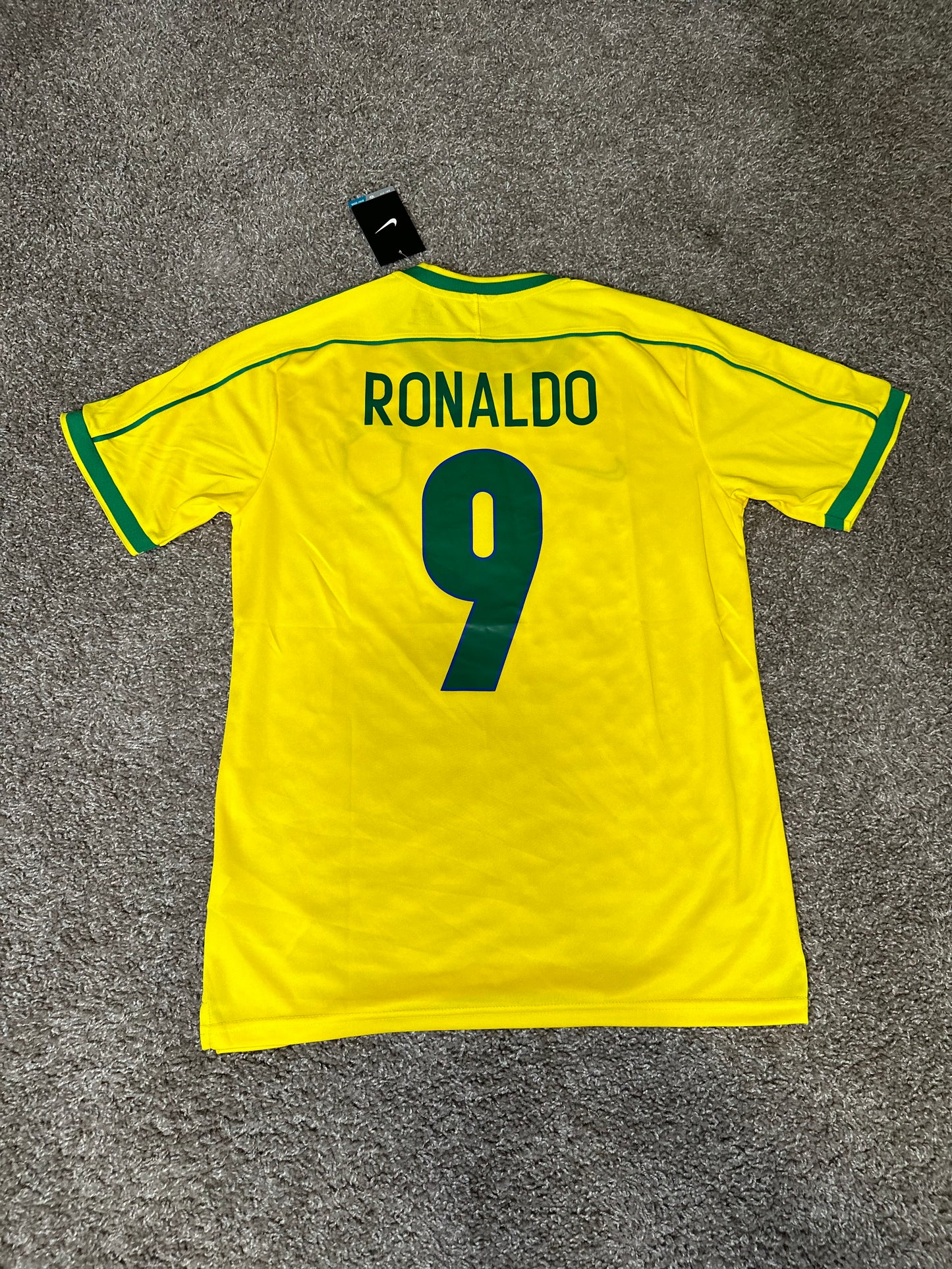 Brazil Soccer Jersey Retro 1998 Ronaldo Nazario #9 Home Yellow Men’s
