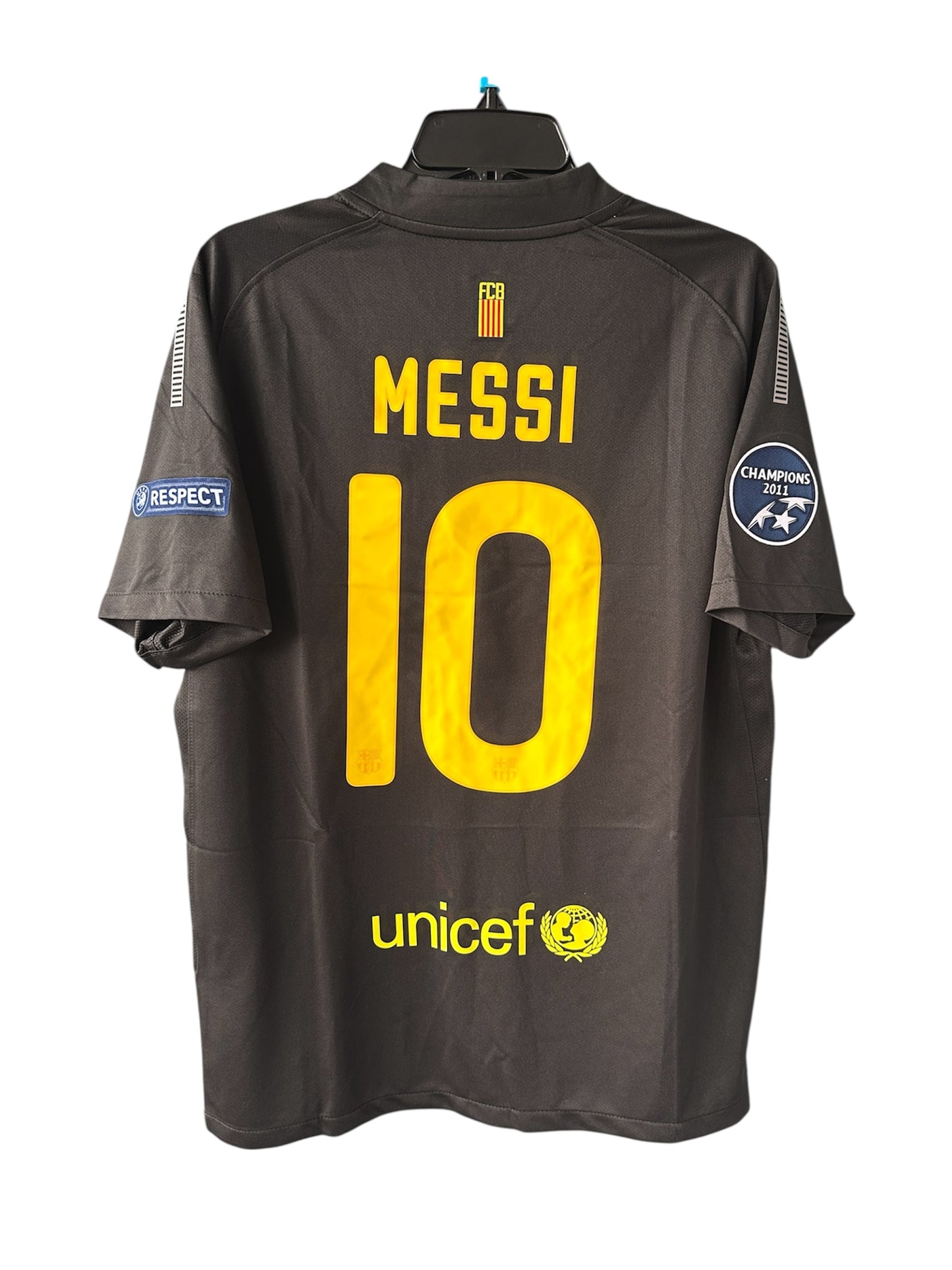 Barcelona Lionel Messi #10 Black Retro Soccer Jersey 11/12 Men Size UCL