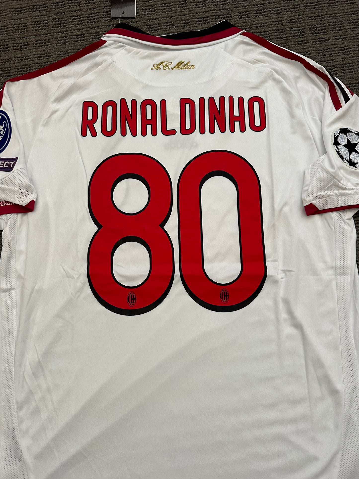 Soccer Jersey Milan 09/10 Ronaldinho #80 Away Home UCL Football Shirt Men Size