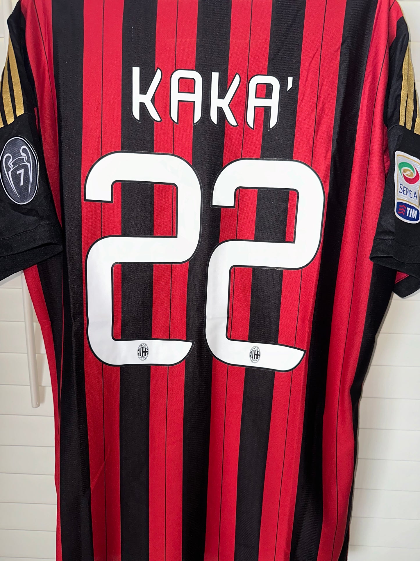 Milan 2013/14 Ricardo Kaka #22 Soccer Jersey Retro Men Size Home Red Black Shirt