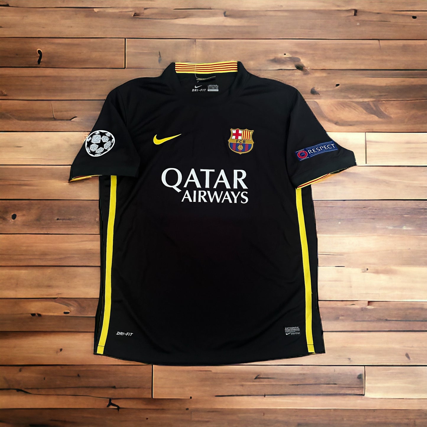 Lionel Messi Barcelona 13/14 Retro Soccer Jersey Black Champions Large Men Size