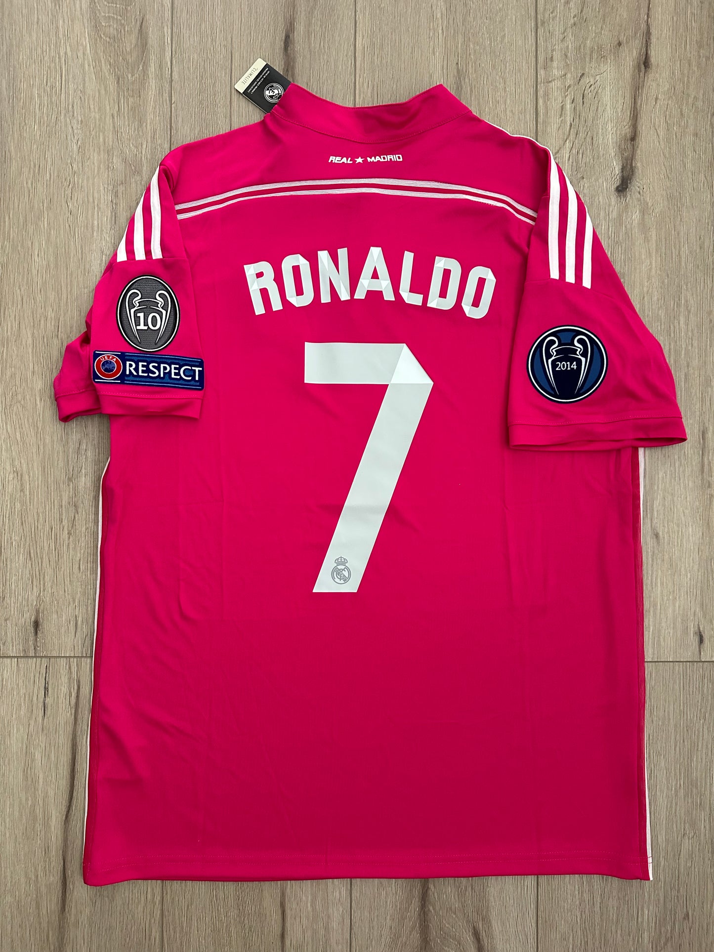 Real Madrid 14/15 Cristiano Ronaldo #7 Soccer Jersey Pink Champions Men Shirt