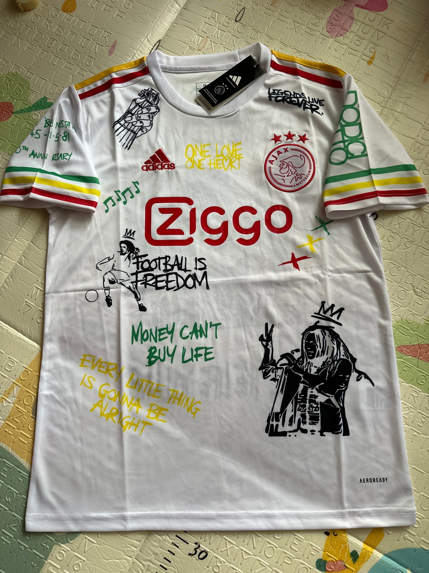 Rare Soccer Jersey Bob Marley Special Edition White Regular Size 2025