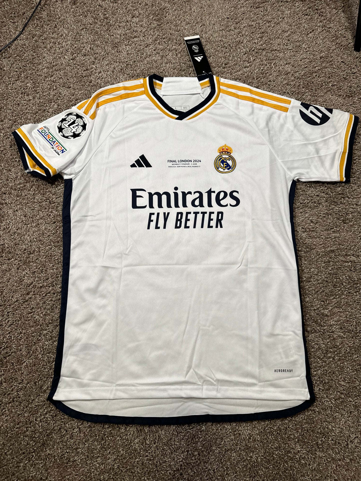 Real Madrid Final 2024 Toni Kroos #8 Home White Soccer Jersey Men Shirt Size