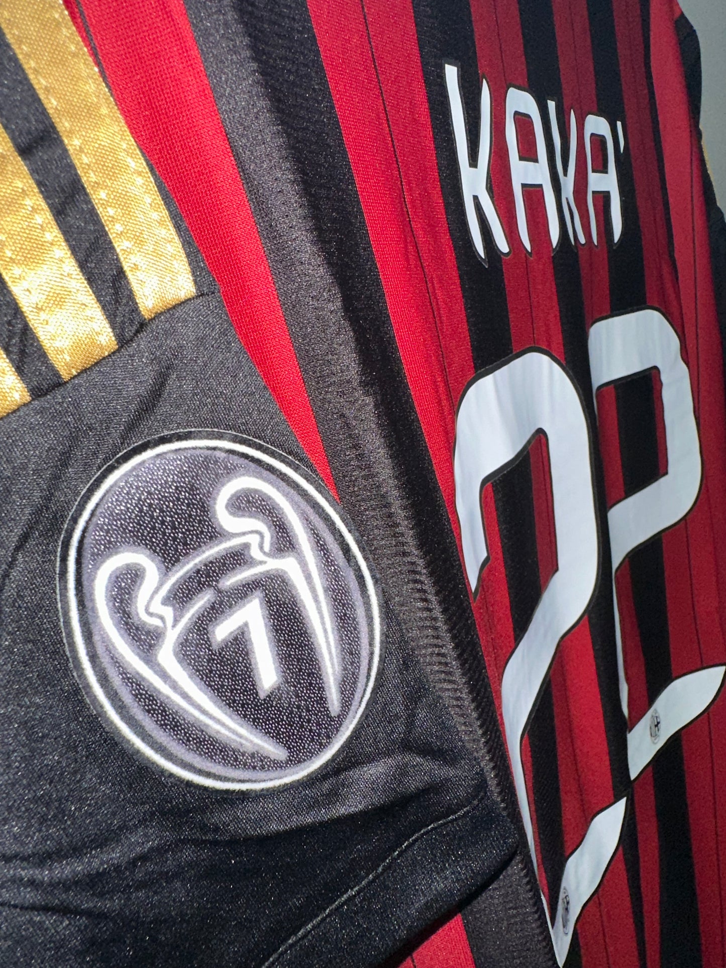 Milan 2013/14 Ricardo Kaka #22 Soccer Jersey Retro Men Size Home Red Black Shirt