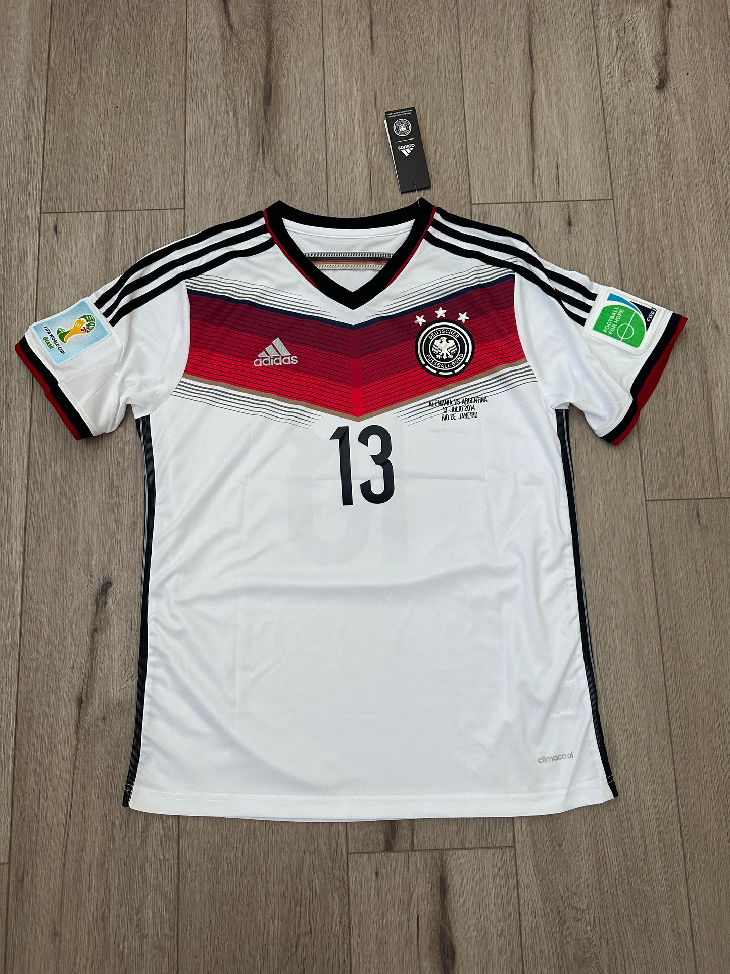 Germany Team Thomas Muller #13 FWC 2014 Home white Retro Soccer Jersey Men Size