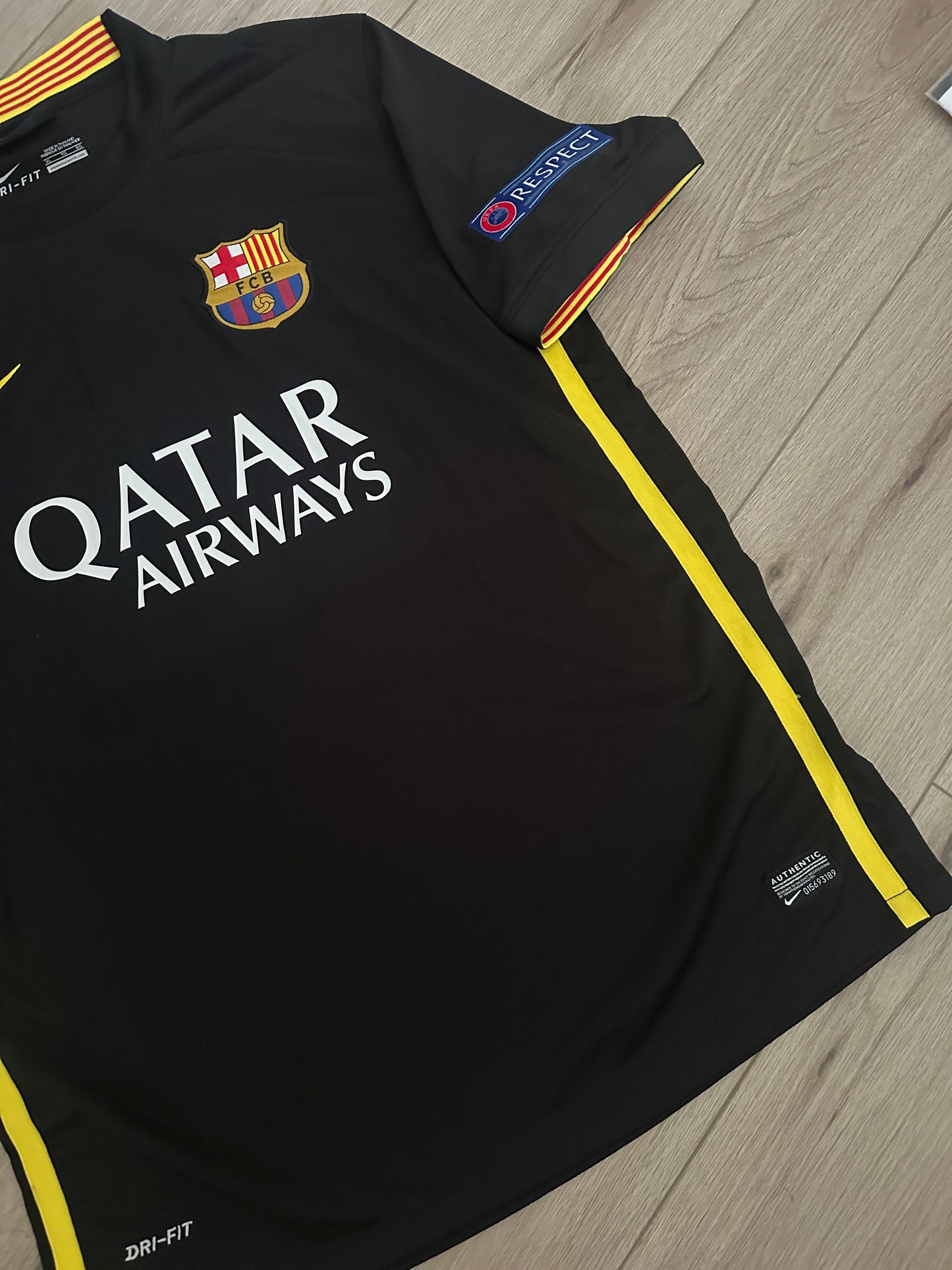 Lionel Messi Barcelona 13/14 Retro Soccer Jersey Black Champions Large Men Size