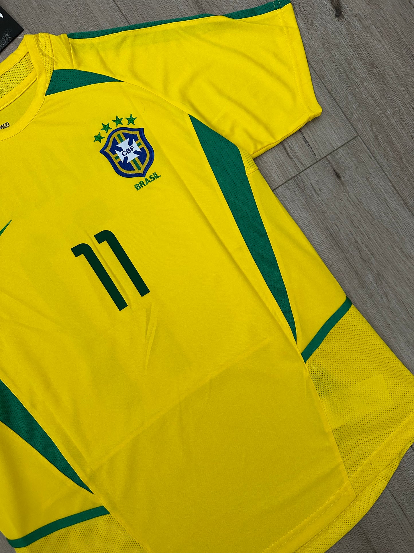 Ronaldinho Gaucho Brazil 2002 FWC Soccer Jersey Home Yellow #11 Regular size Men