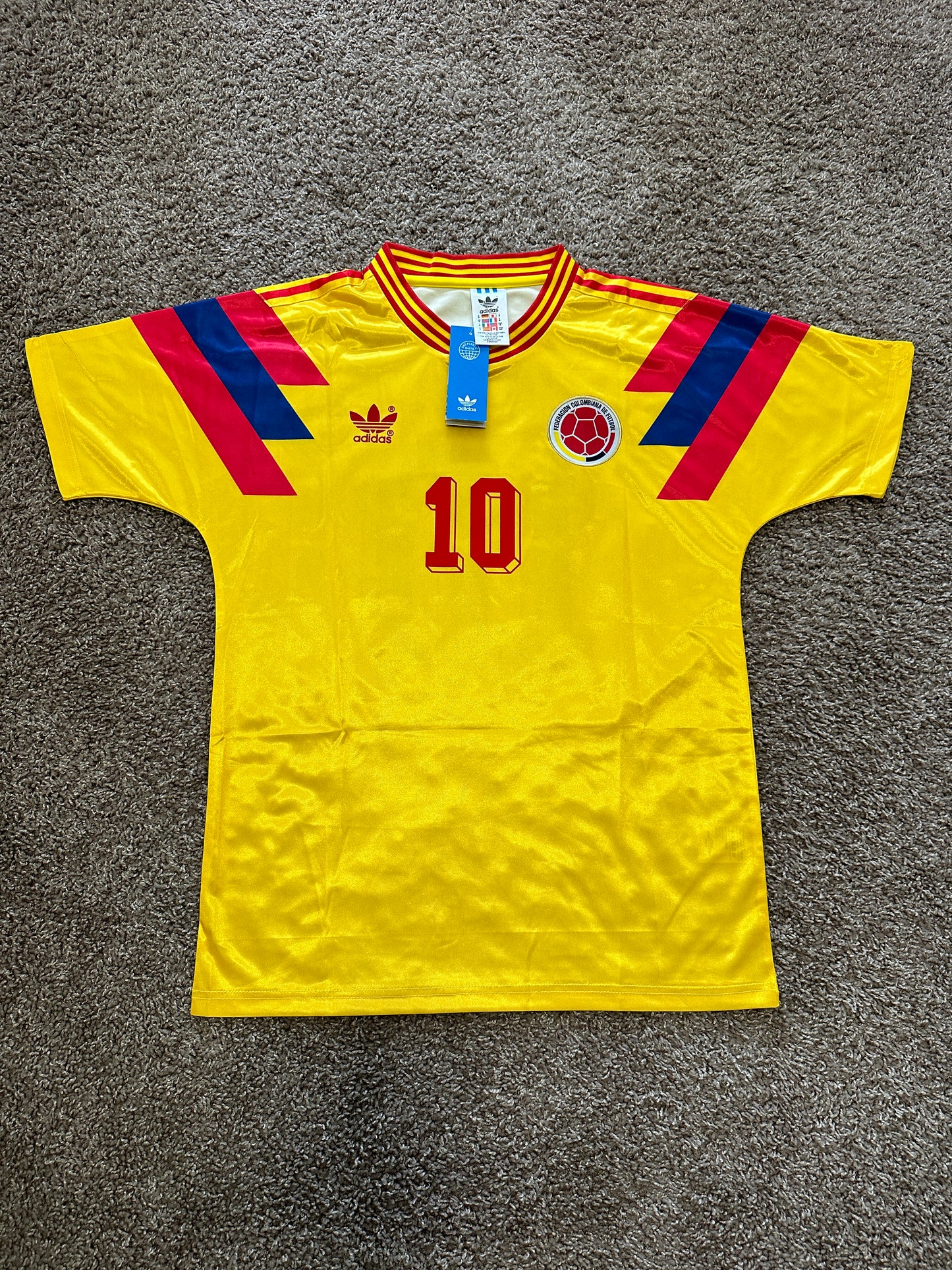 Colombia Carlos Valderrama Retro Soccer Jersey Yellow 1990 FWC Men Size